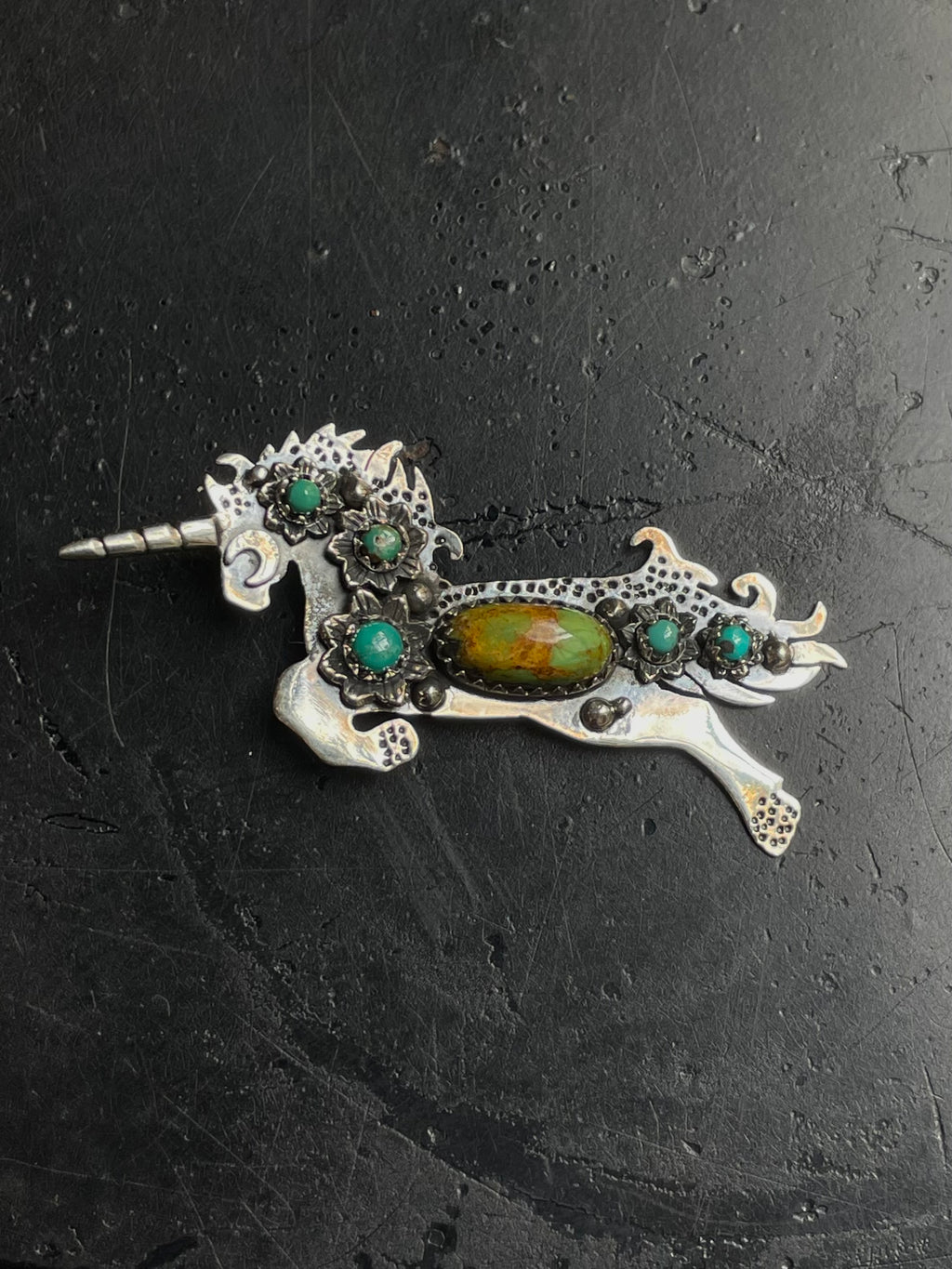 Kingman Turquoise Unicorn Pendant | 925 Sterling Silver E224