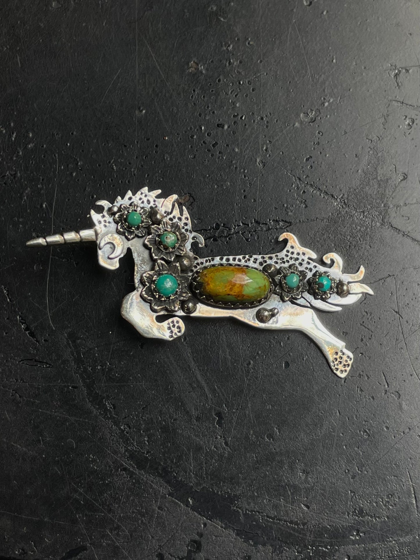 Kingman Turquoise Unicorn Pendant | 925 Sterling Silver E224