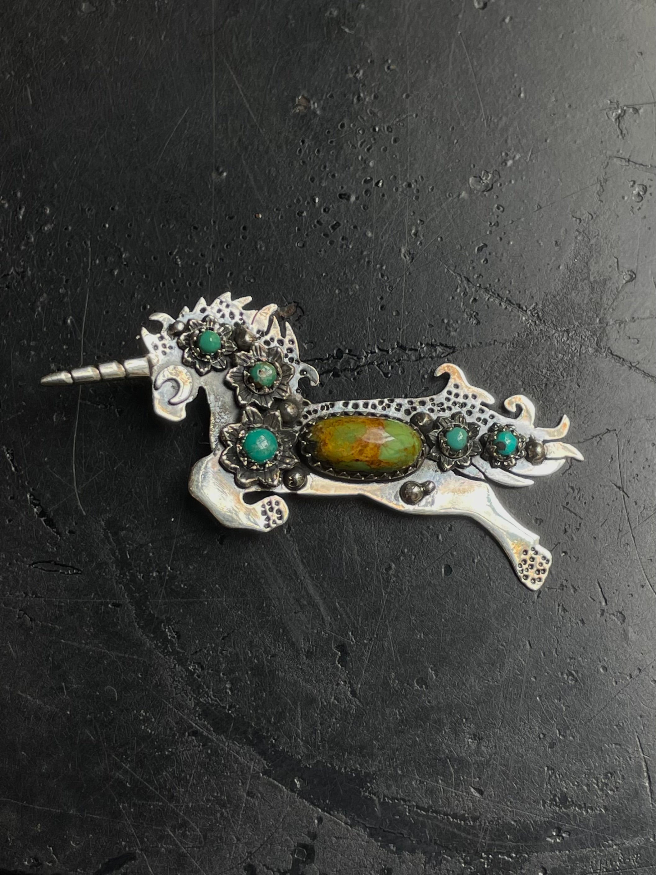 Kingman Turquoise Unicorn Pendant | 925 Sterling Silver E224