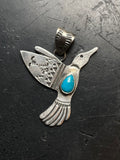 Turquoise Hummingbird Pendant | 925 Sterling Silver E516