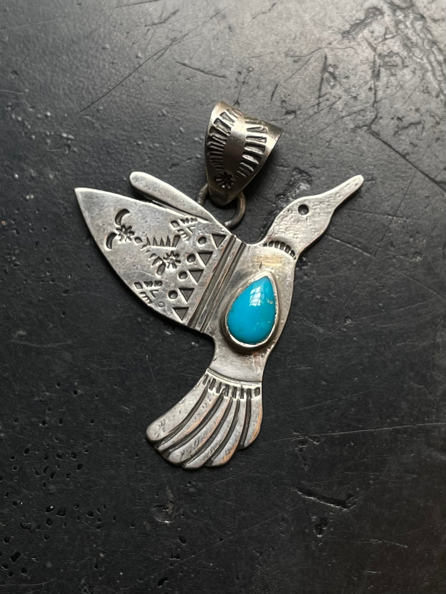 Turquoise Hummingbird Pendant | 925 Sterling Silver E516