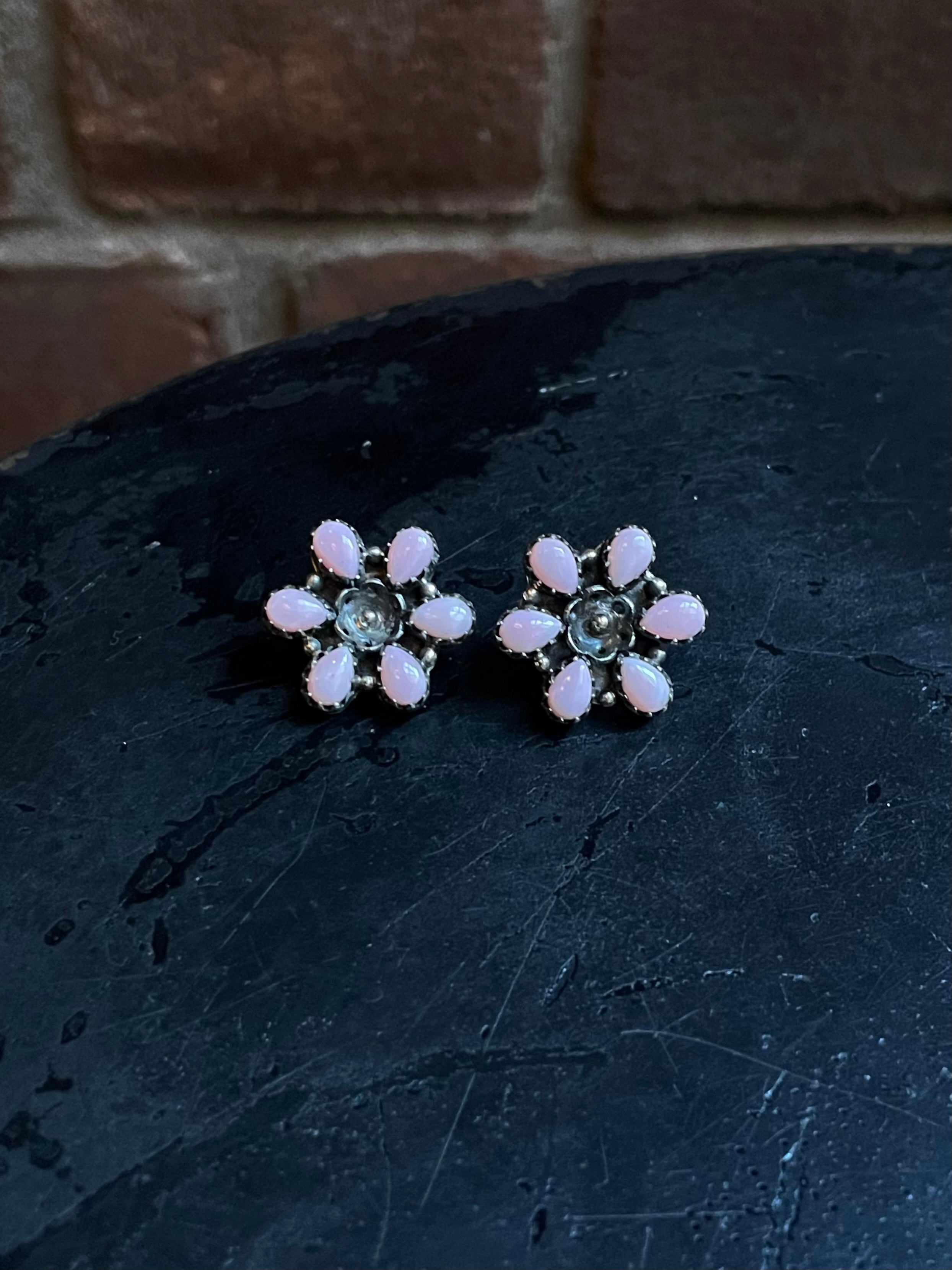 Pink Conch Flower Earrings | 925 Sterling Silver E384