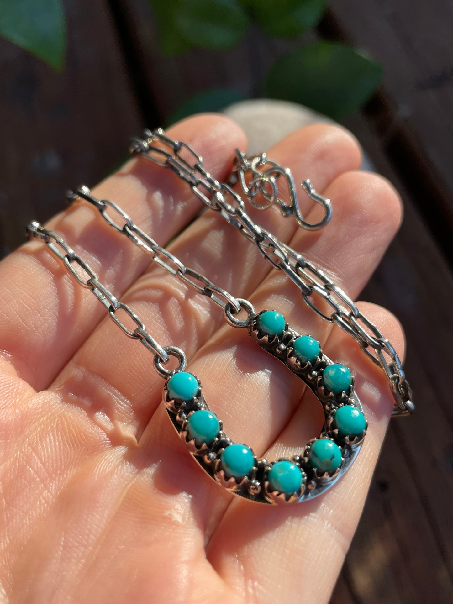 Kingman Turquoise Horseshoe Necklace | Sterling Silver 925 | B904