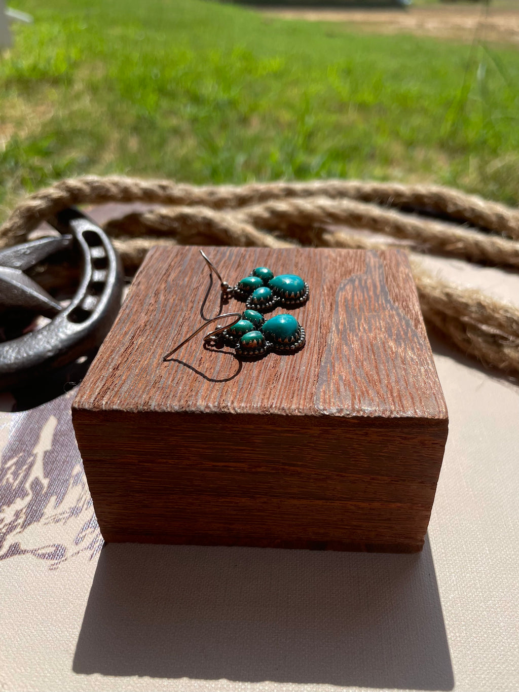 Turquoise Paw Print Dangle Earrings | 925 Sterling Silver G708