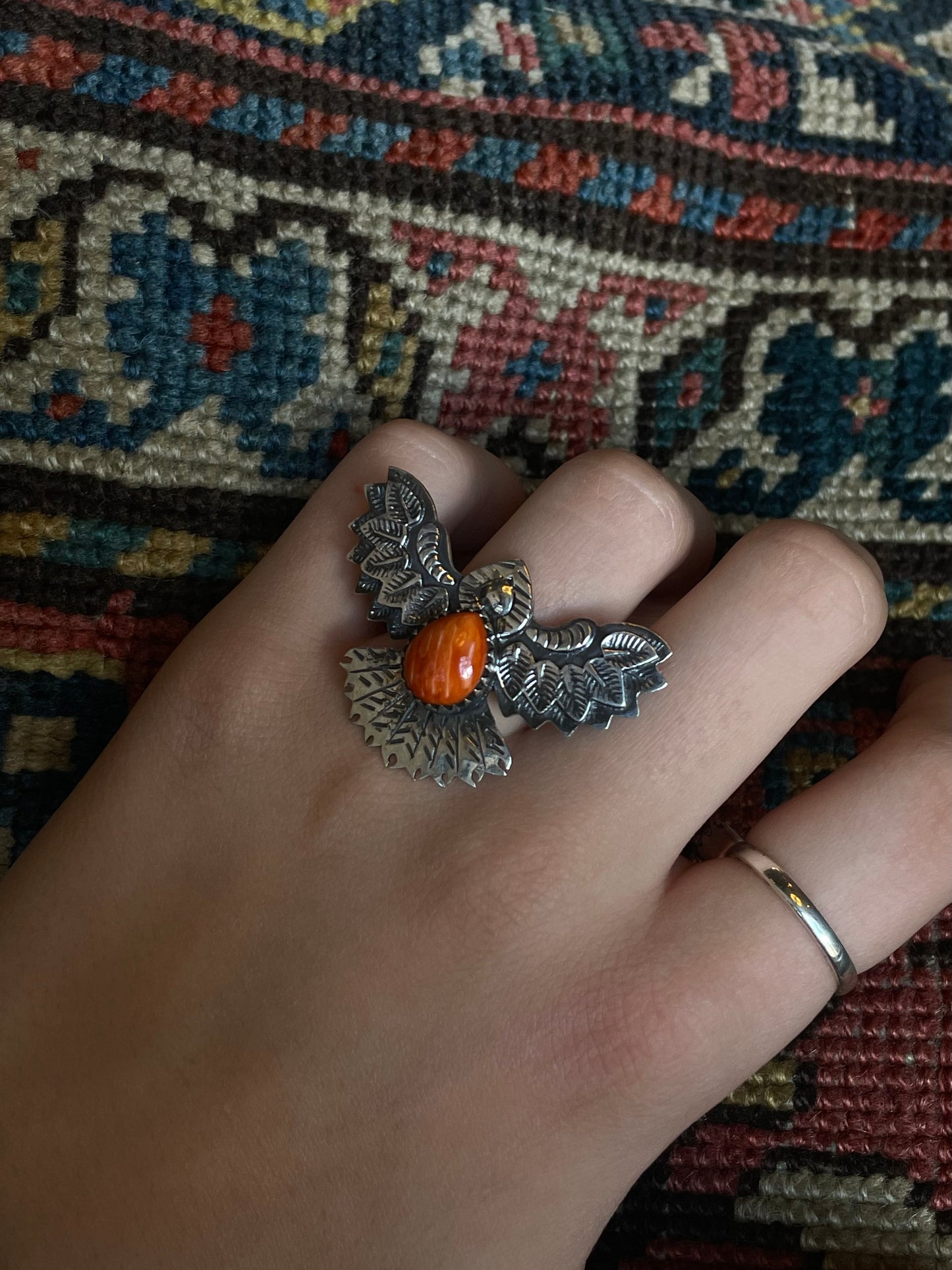 Spiny Oyster Thunderbird Ring | Sterling Silver 925 | Size 8 C734