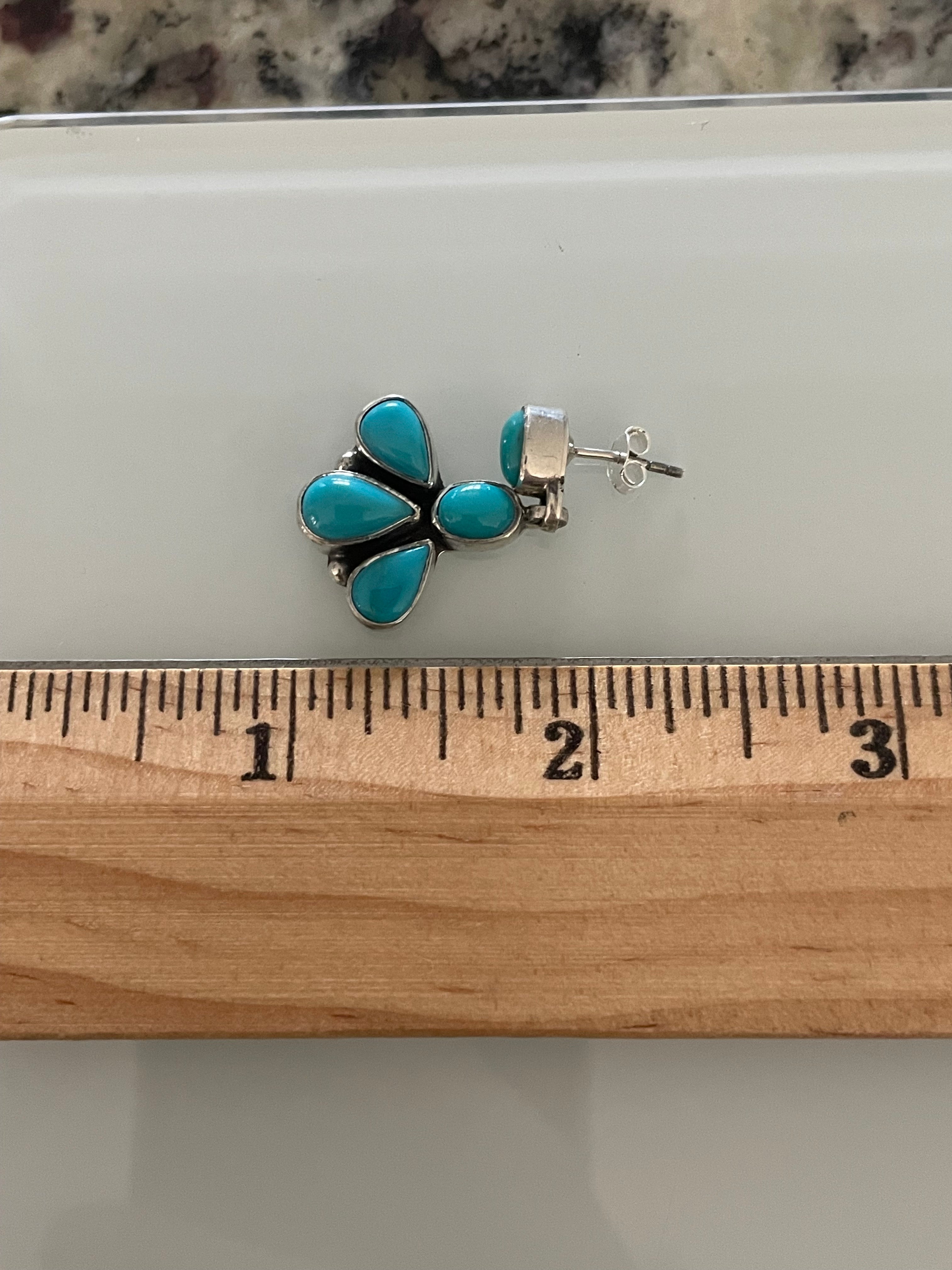 Kingman Turquoise Drop Earrings | 925 Sterling Silver E411