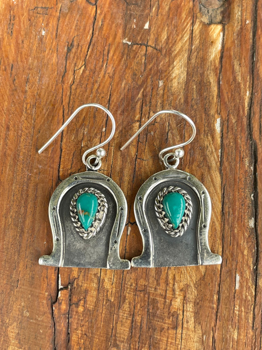Kingman Turquoise Dangle Earrings | 925 Sterling Silver B976