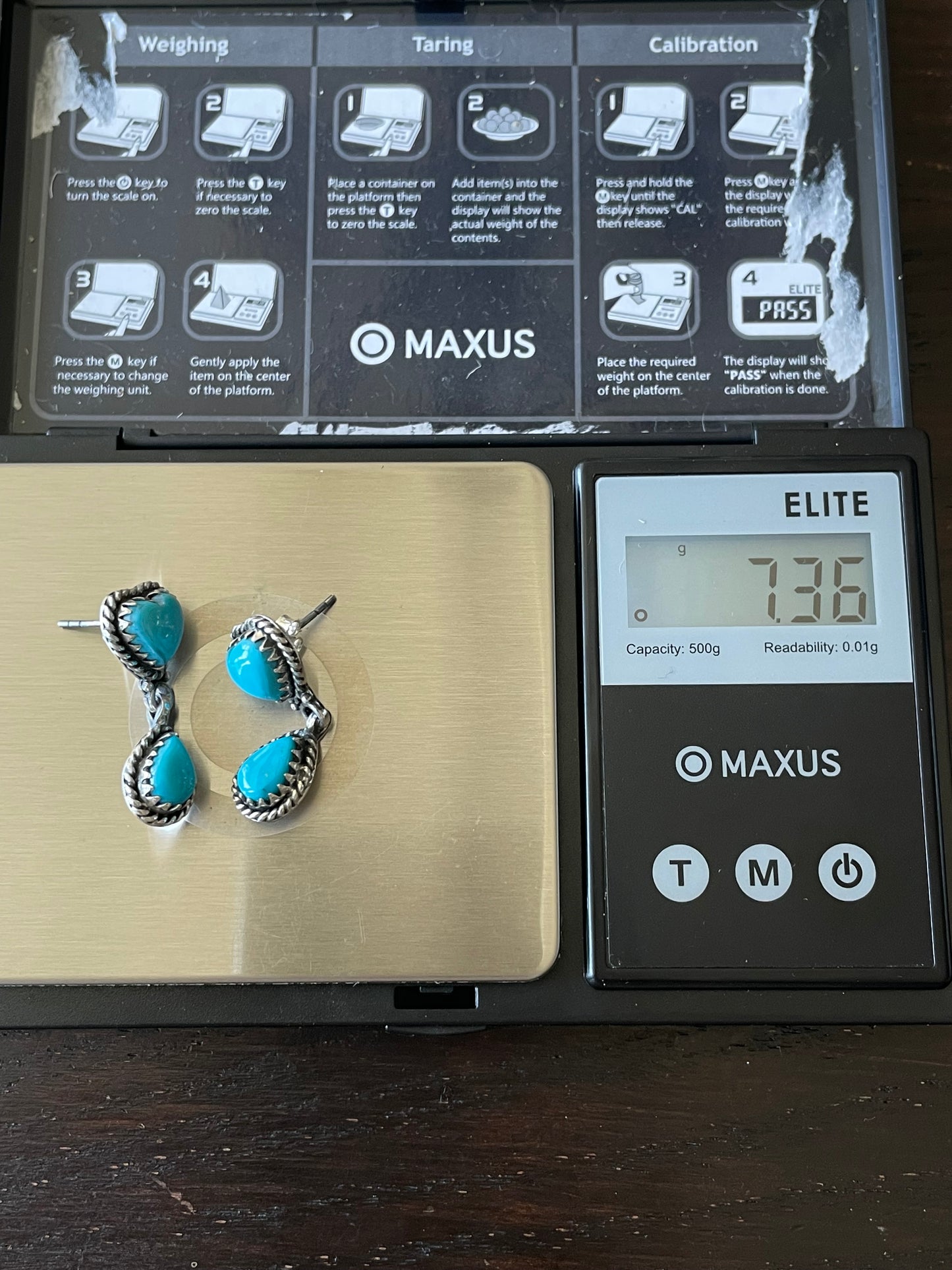 Kingman Turquoise Heart Dangle Stud Earrings | 925 Sterling Silver E816