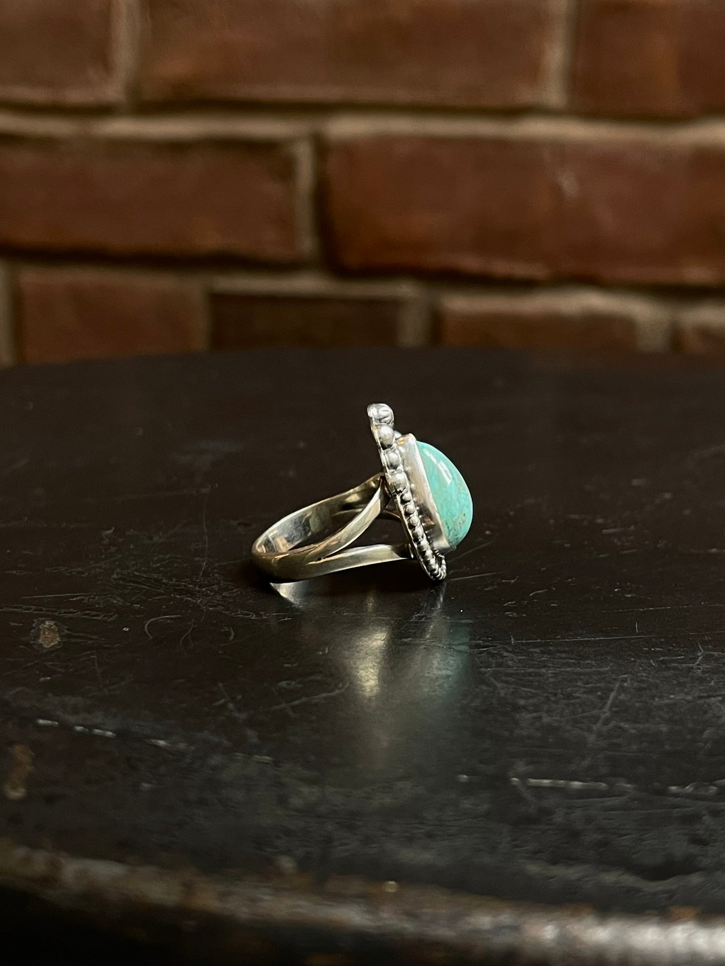 Turquoise Tear Drop Ring | 925 Sterling Silver Size 7 E449