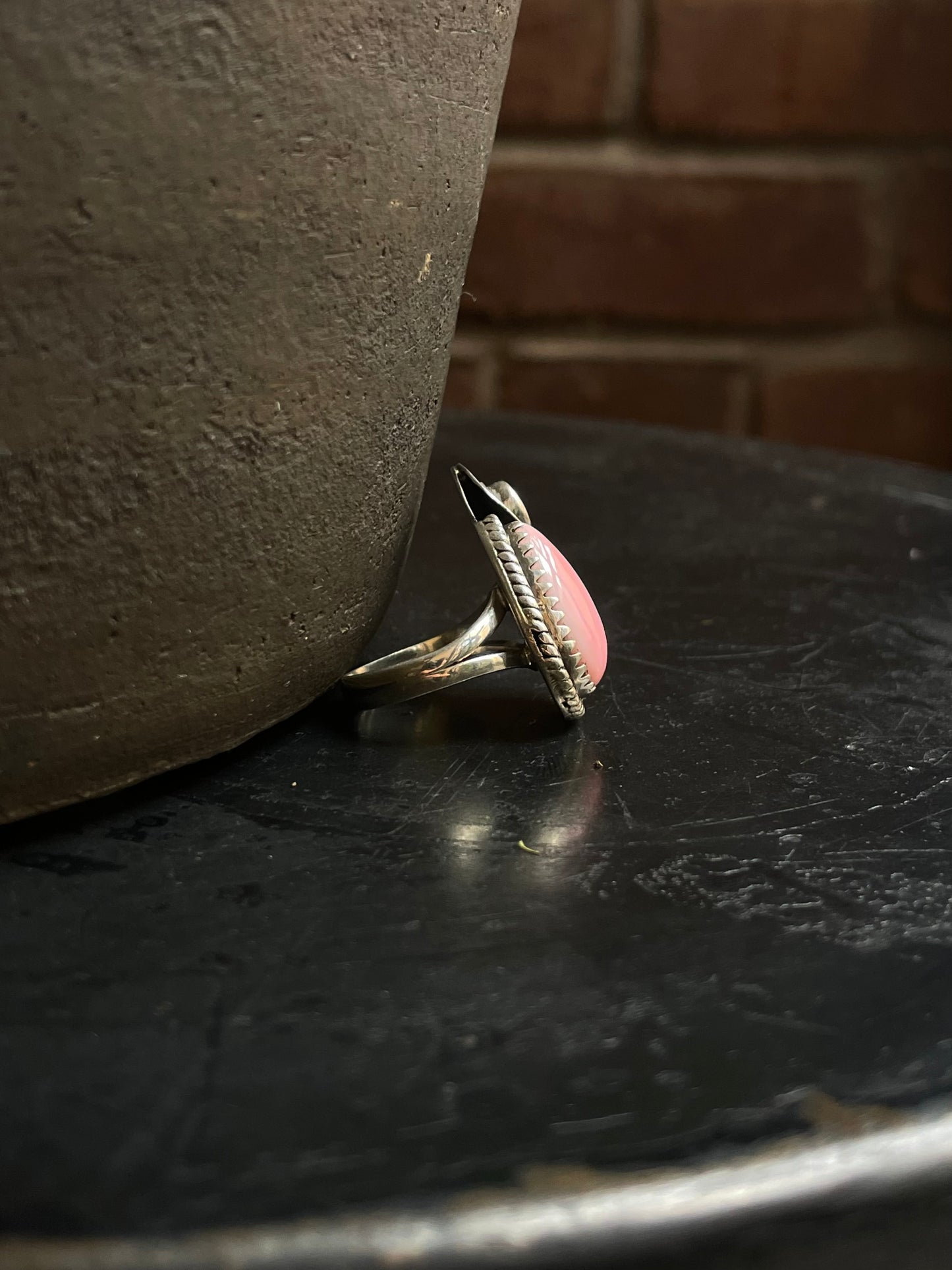 Pink Conch Hat Ring | 925 Sterling Silver | Size 7 E287