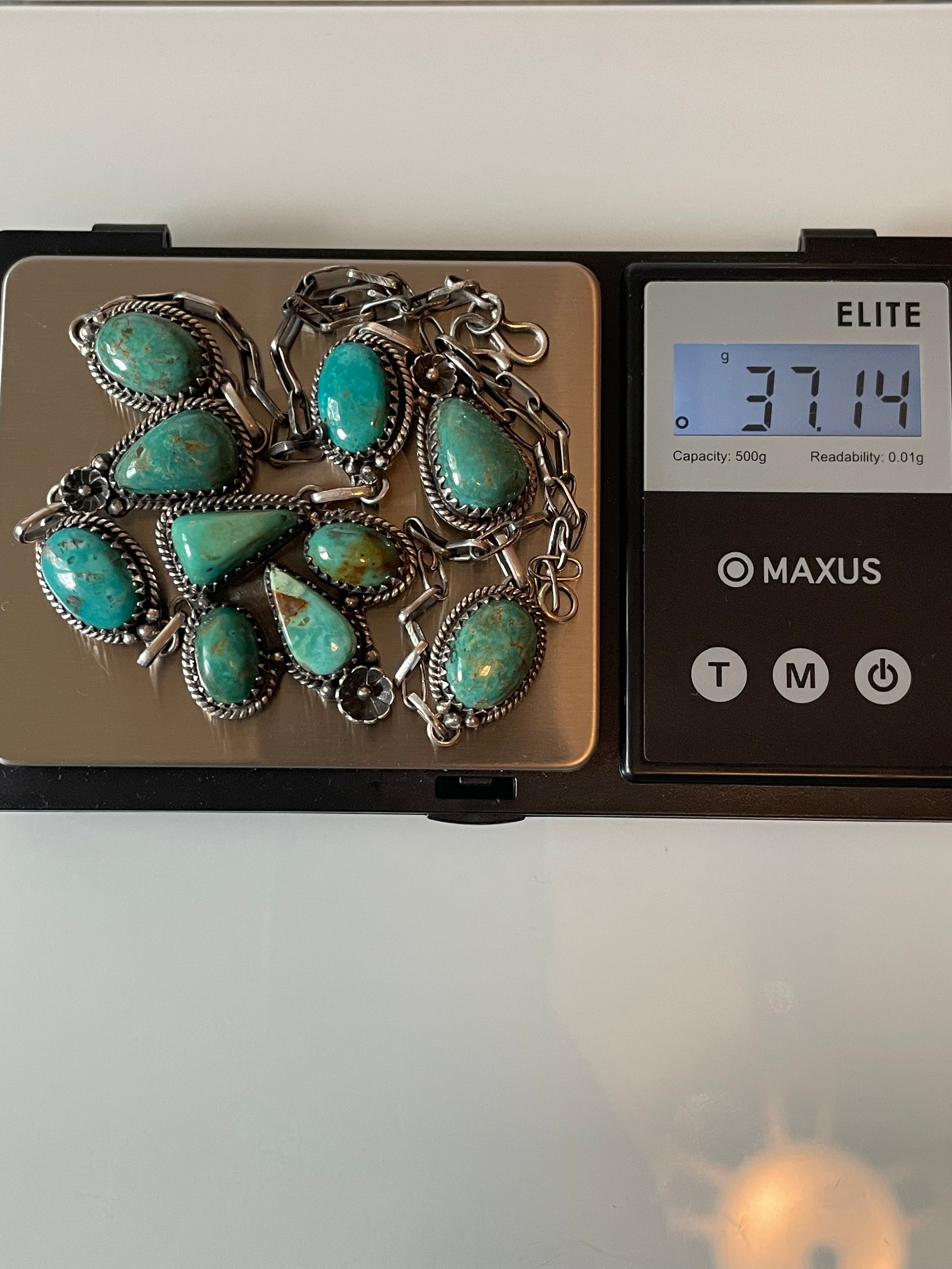 Kingman Turquoise Lariat Necklace | 925 Sterling Silver G603