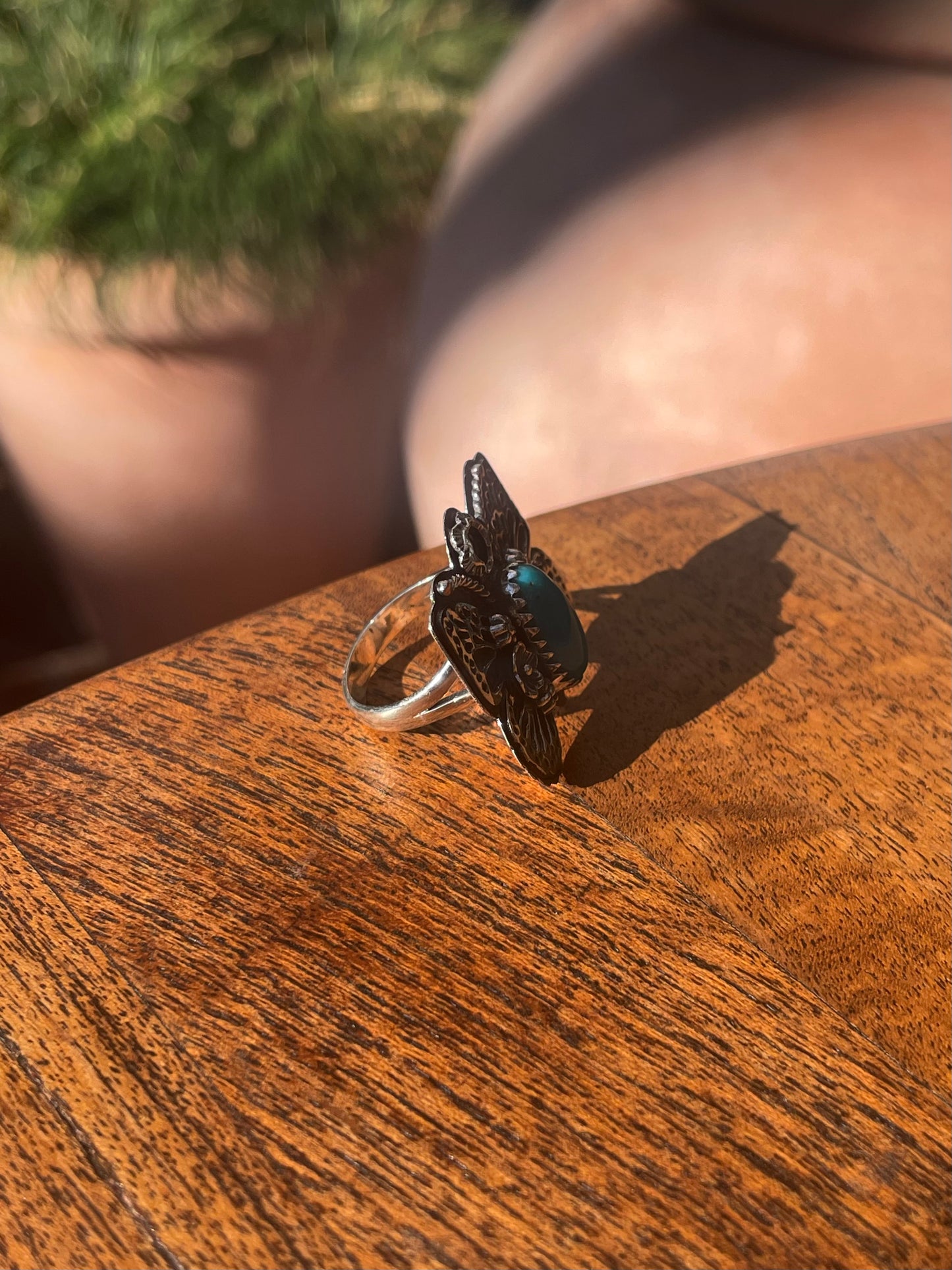 Turquoise Butterfly Ring Size 7.75 | 925 Sterling Silver C875