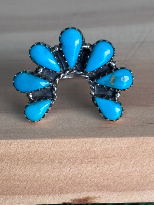Kingman Turquoise Naja Ring Size 10 | 925 Sterling Silver