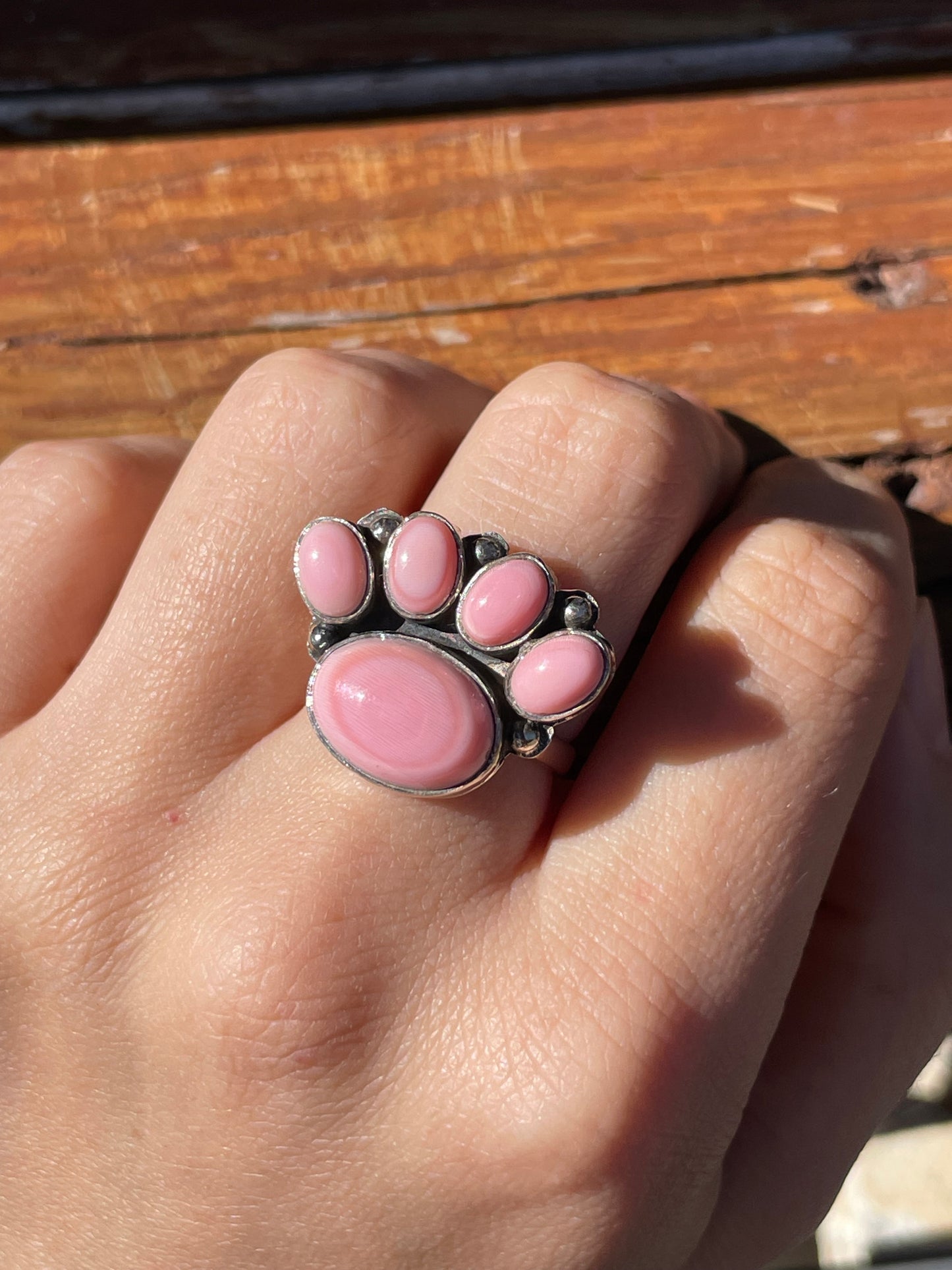 Pink Conch Paw Ring Size 7.5 | 925 Sterling Silver B930