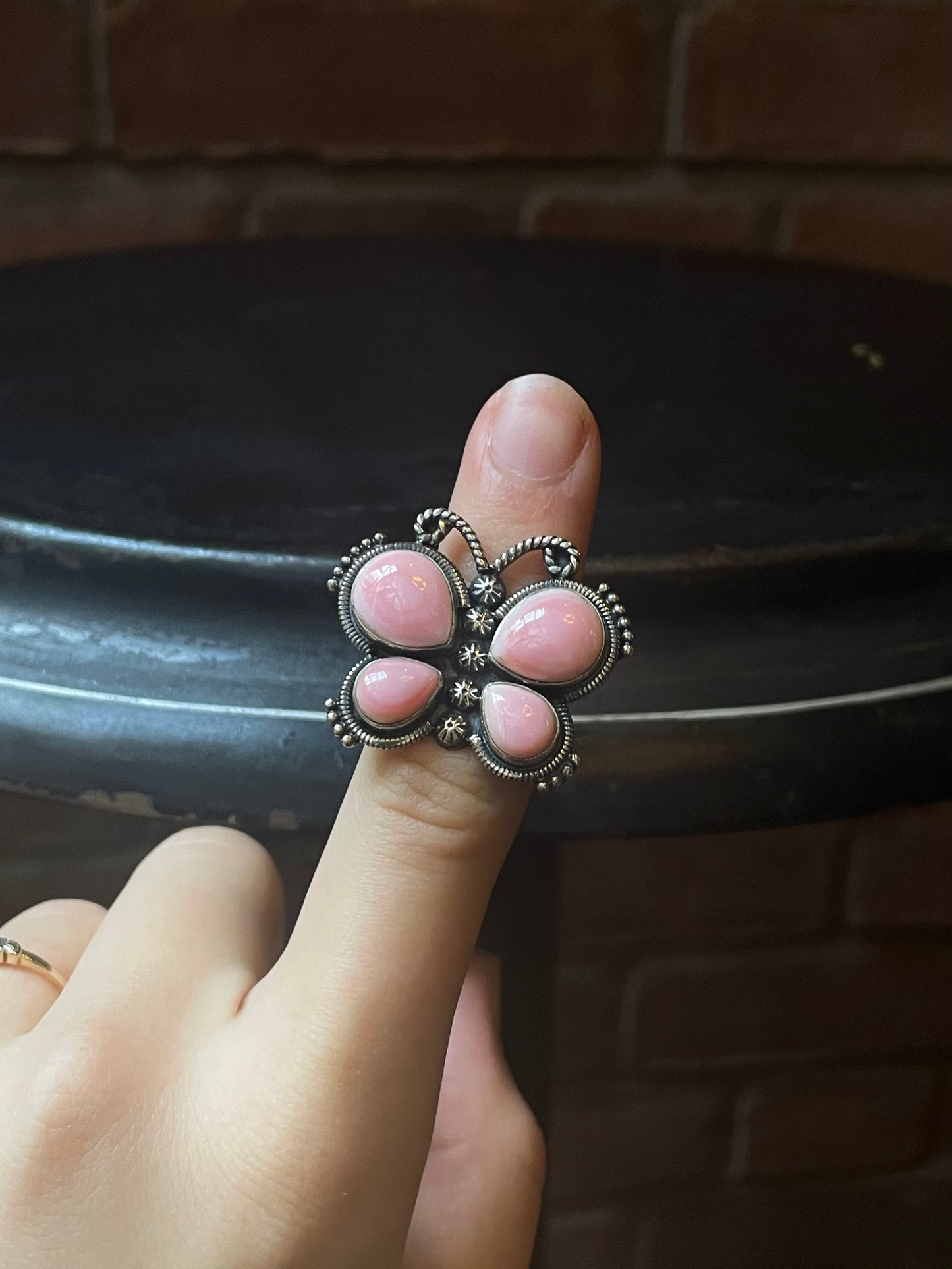 Pink Conch Butterfly Ring Size 6 | 925 Sterling Silver C926