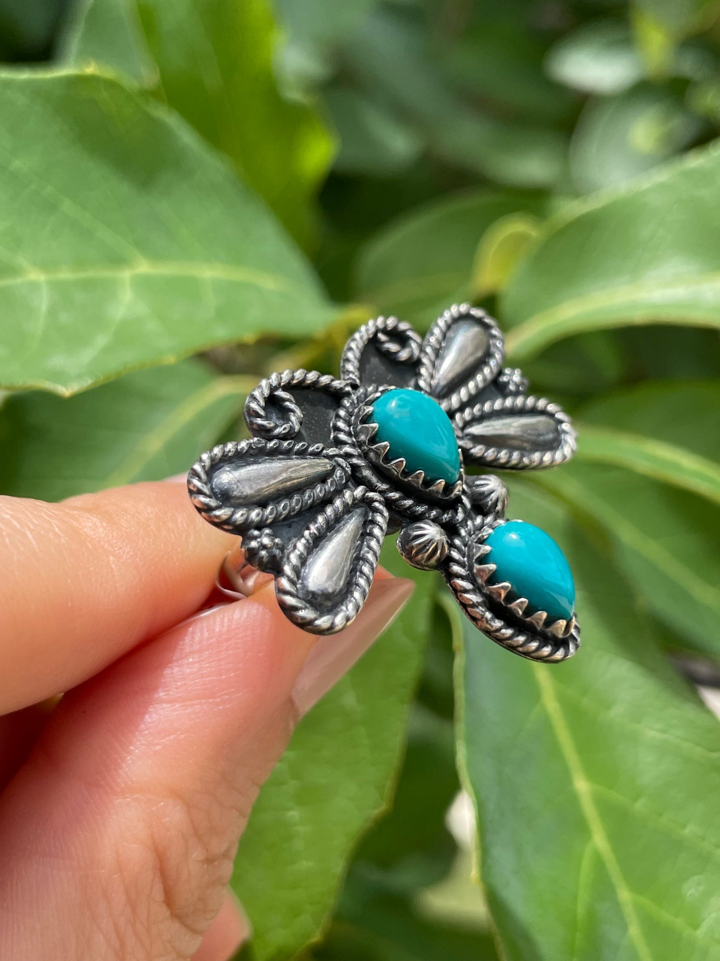 Kingman Turquoise Dragonfly Ring Size 6.5 | 925 Sterling Silver D184
