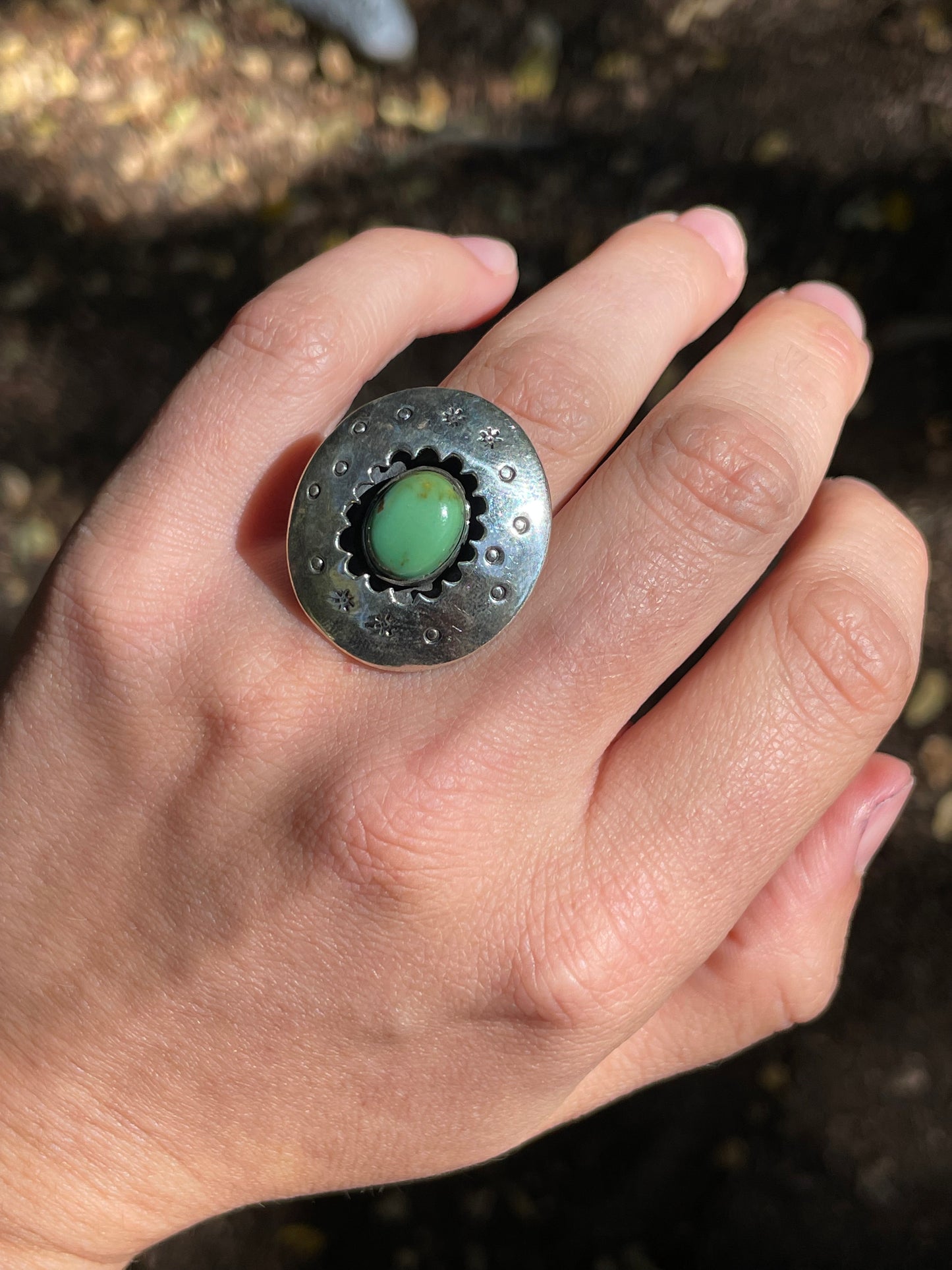 Turquoise Shadow Box Ring | Sterling Silver 925 | Size 6 B390