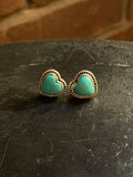 Kingman Turquoise Heart Stud Earrings | 925 Sterling Silver G666