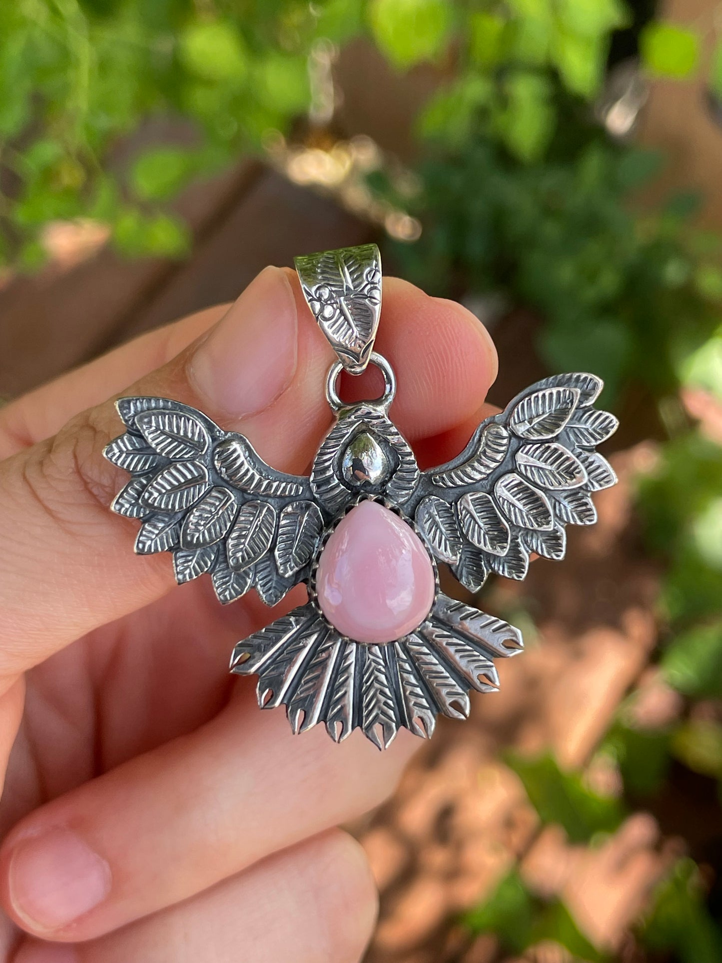 Pink Conch Thunderbird Pendant | 925 Sterling Silver B201