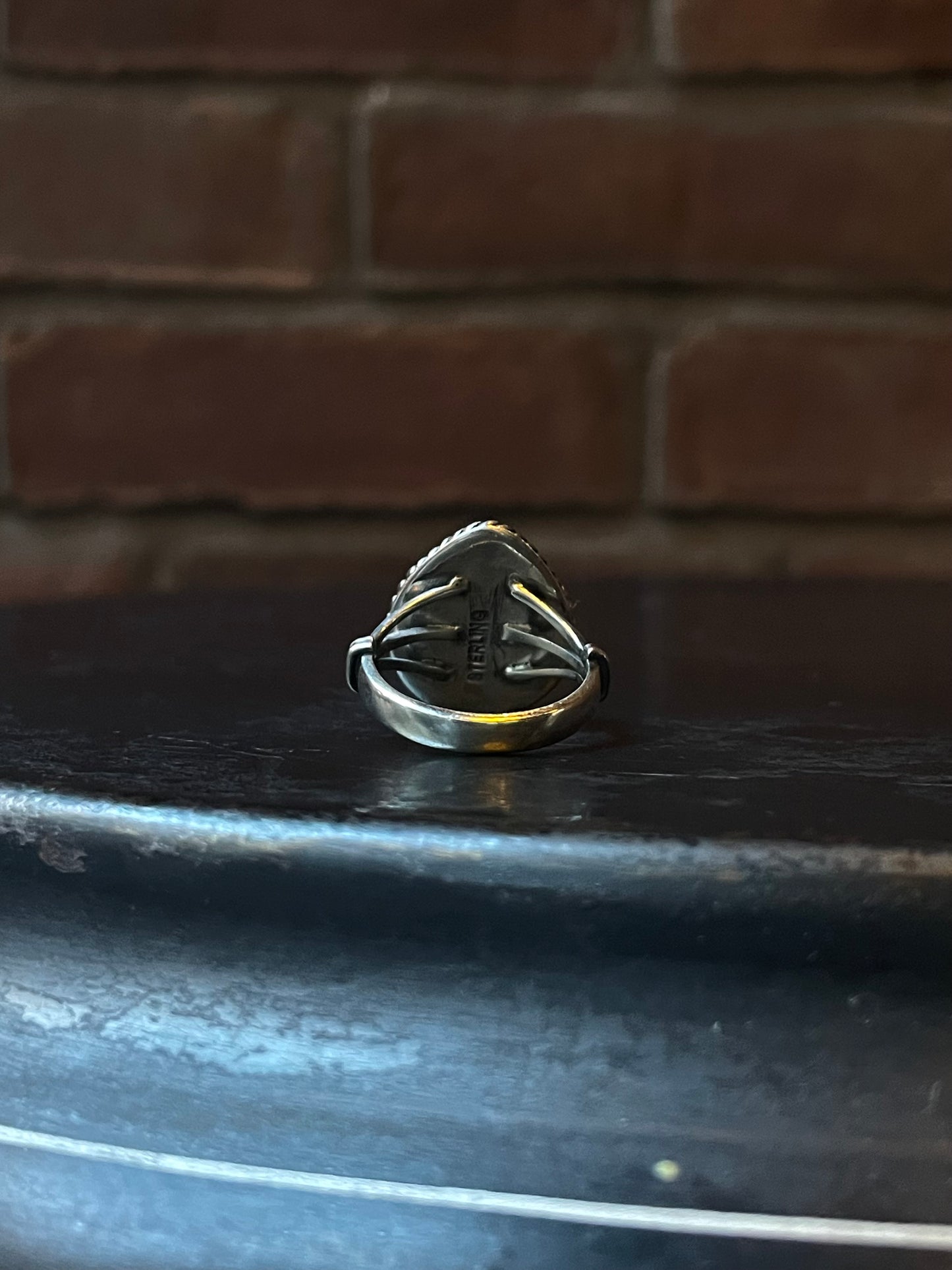Pink Conch Tear Drop Ring | 925 Sterling Silver Size 7.75 E427