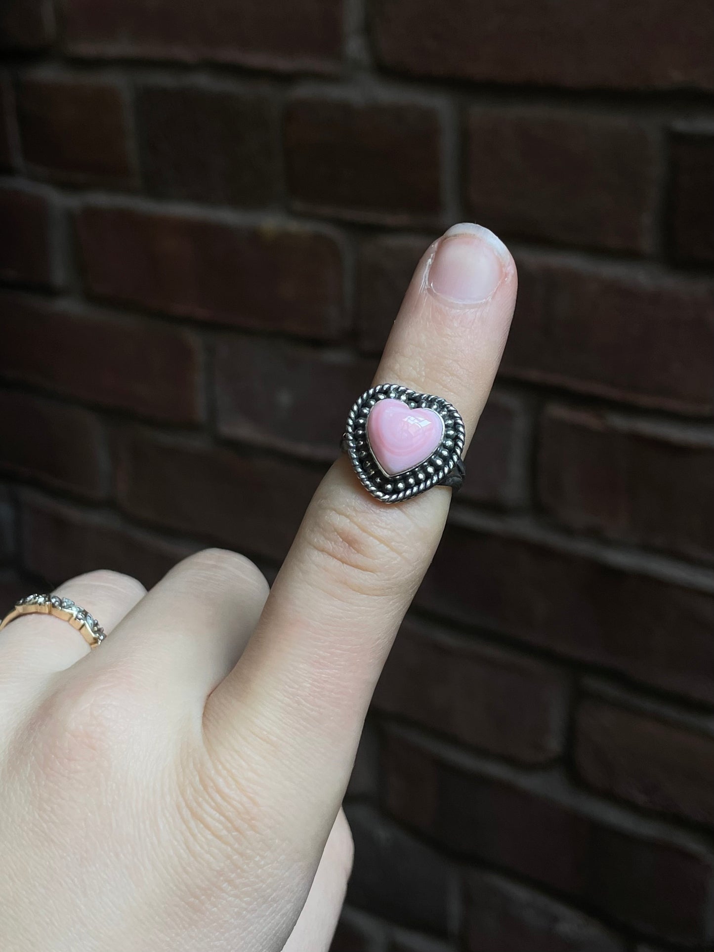 Pink Conch Heart Ring Size 5.5 | 925 Sterling Silver Southwest E131