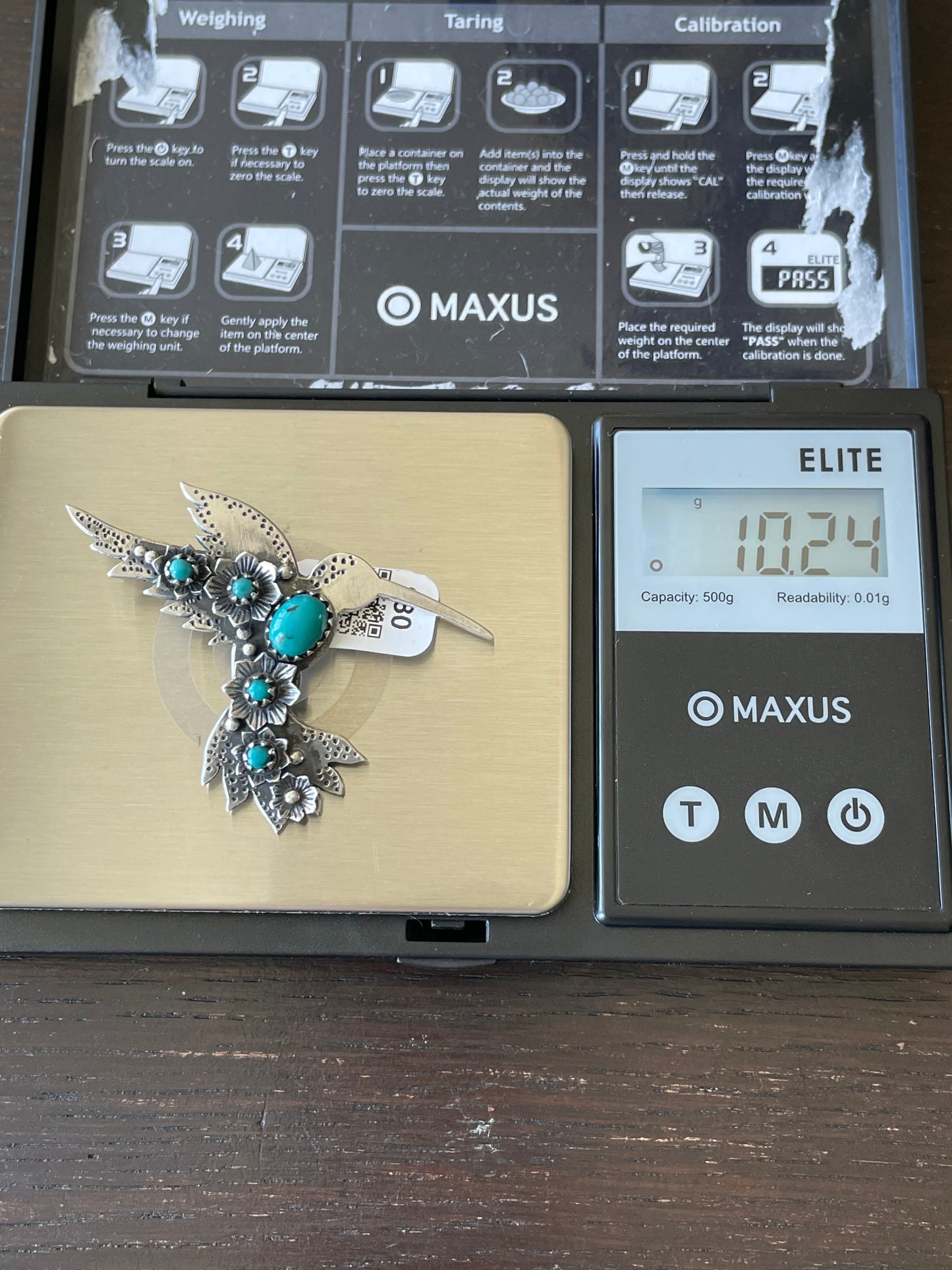 Kingman Turquoise Hummingbird Pendant | Sterling Silver | A574