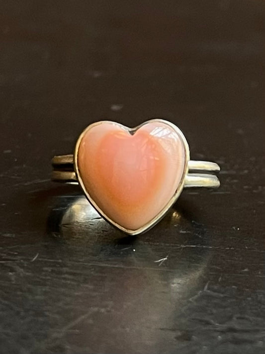 Pink Conch Heart Ring Size 6 | Sterling Silver E920