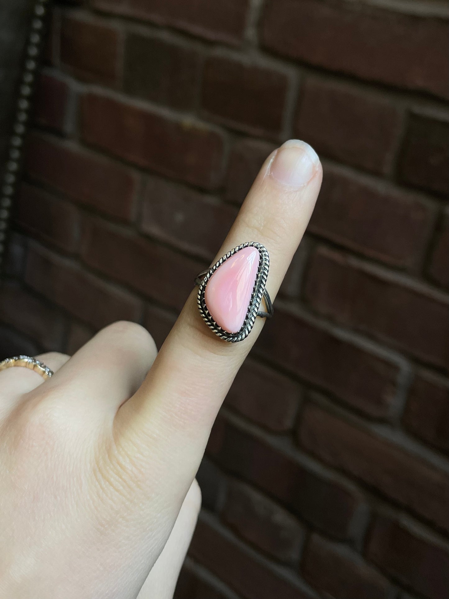 Pink Conch Ring Size 8 | 925 Sterling Silver Southwest E169