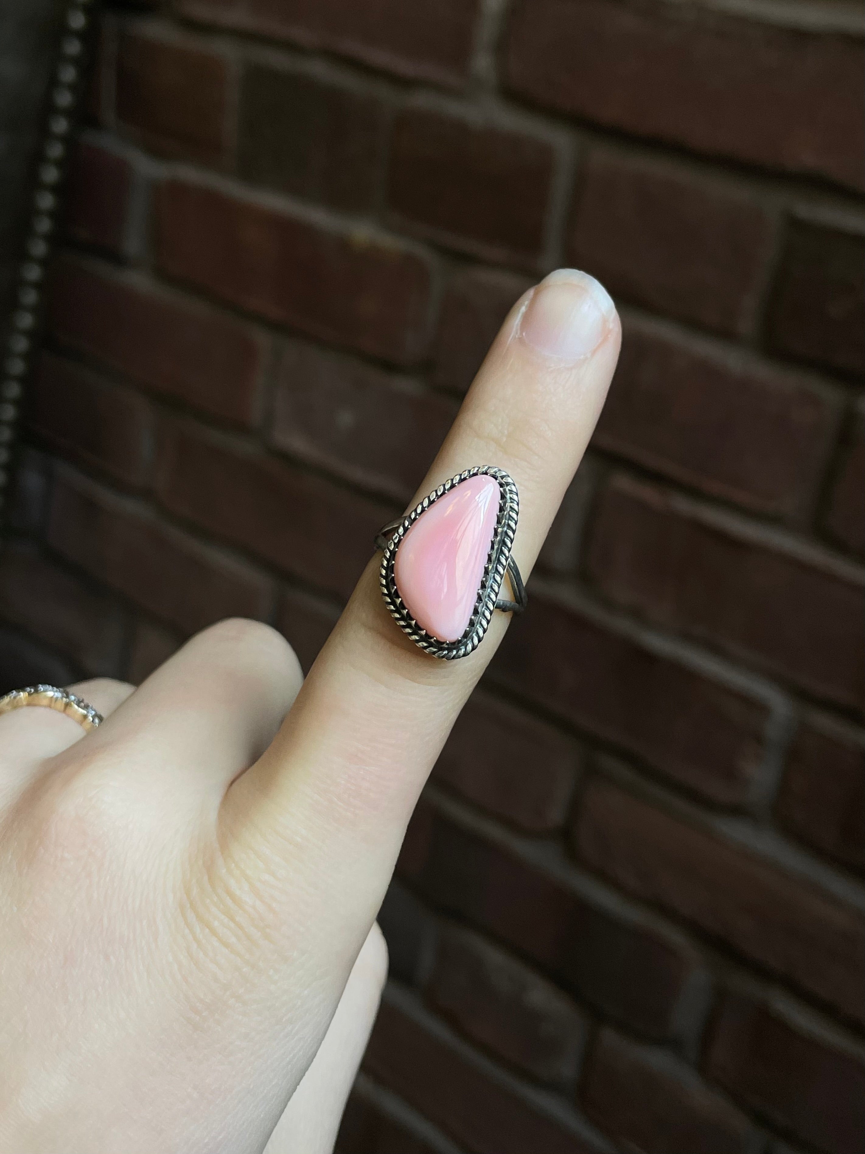 Pink Conch Ring Size 8 | 925 Sterling Silver Southwest E169