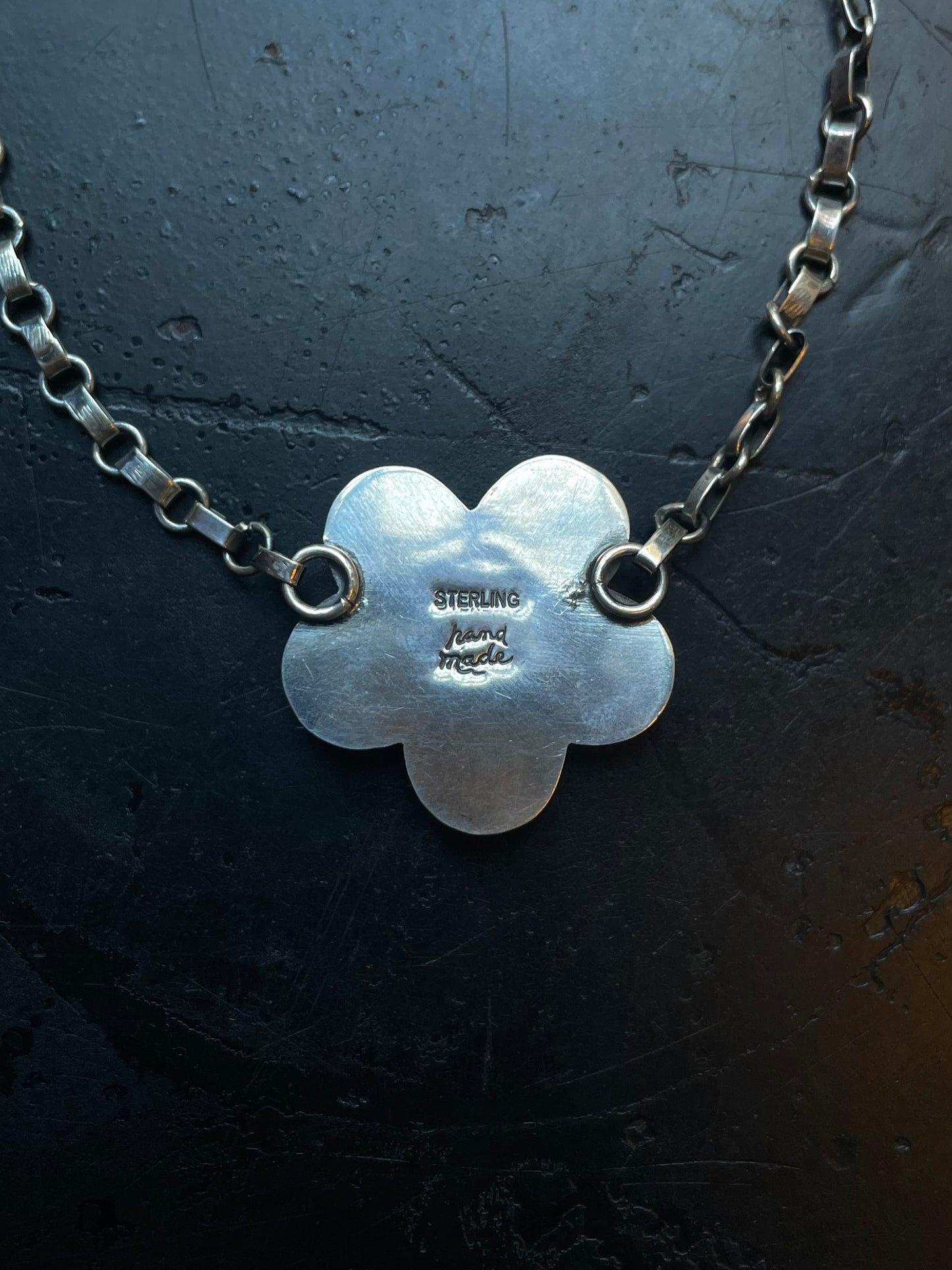 Kingman Turquoise Flower Necklace | 925 Sterling Silver E606