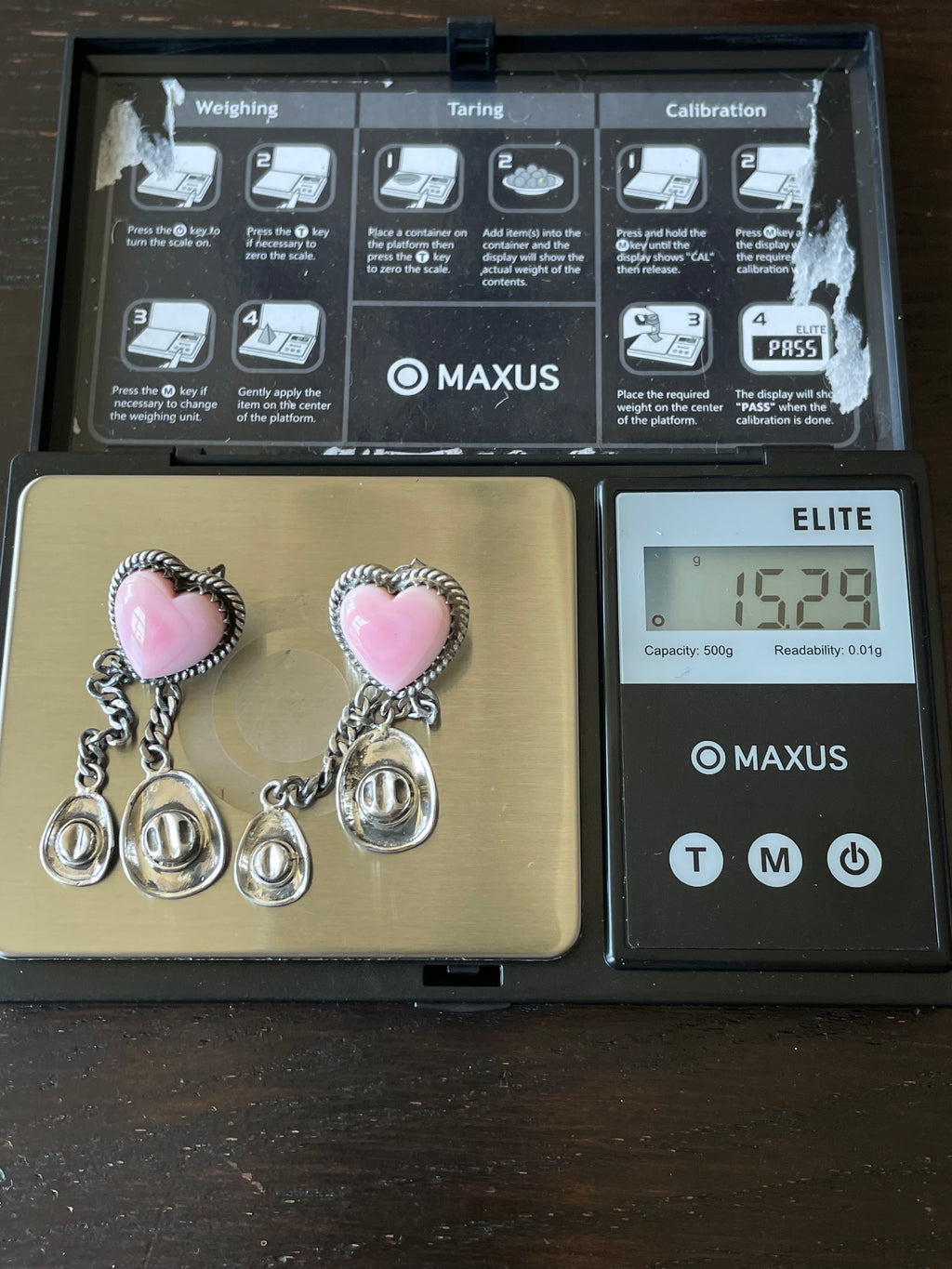 Pink Conch Heart Stud Earrings | Sterling Silver Cowboy Hat Dangle E802