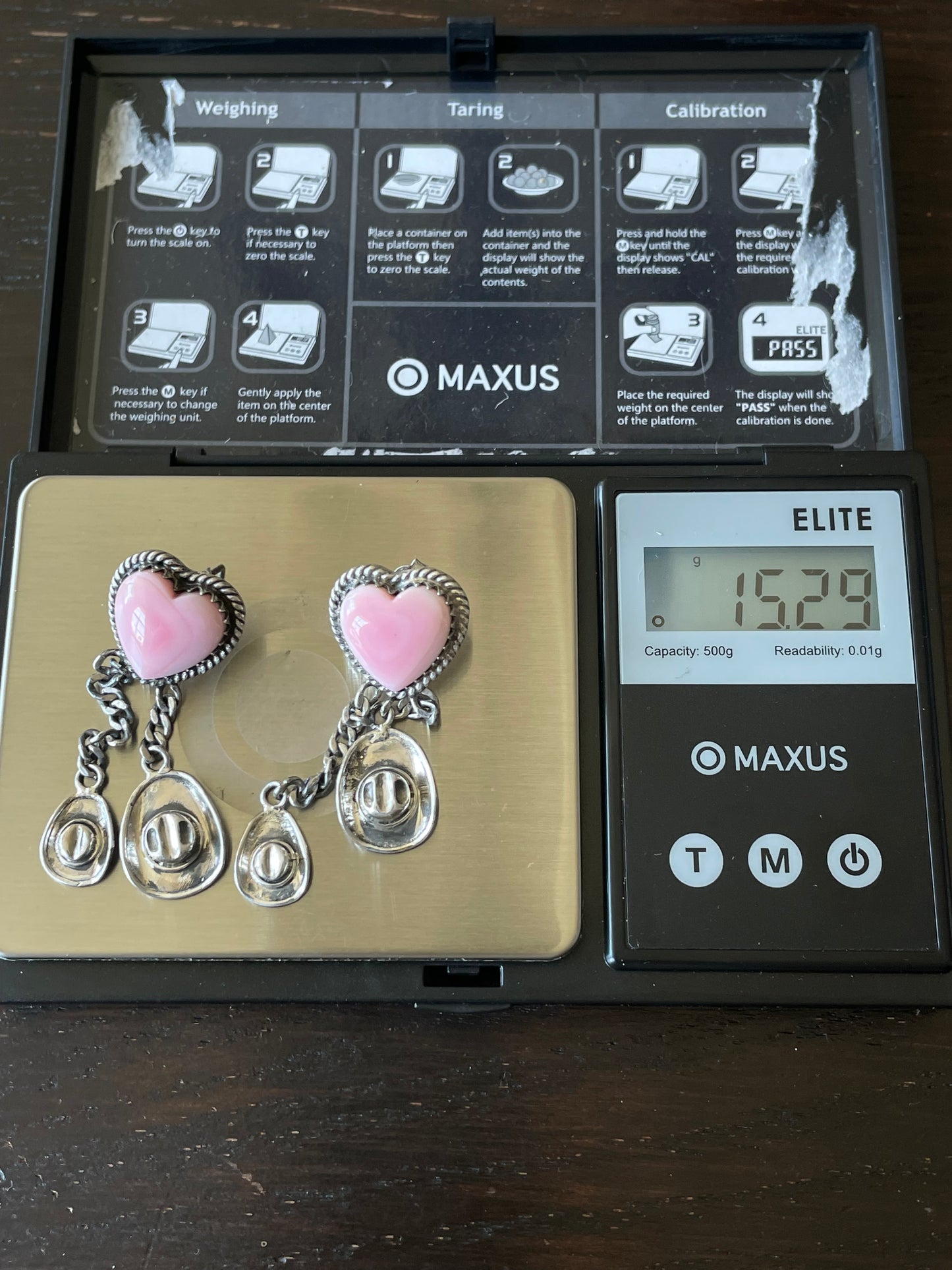 Pink Conch Heart Stud Earrings | Sterling Silver Cowboy Hat Dangle E802