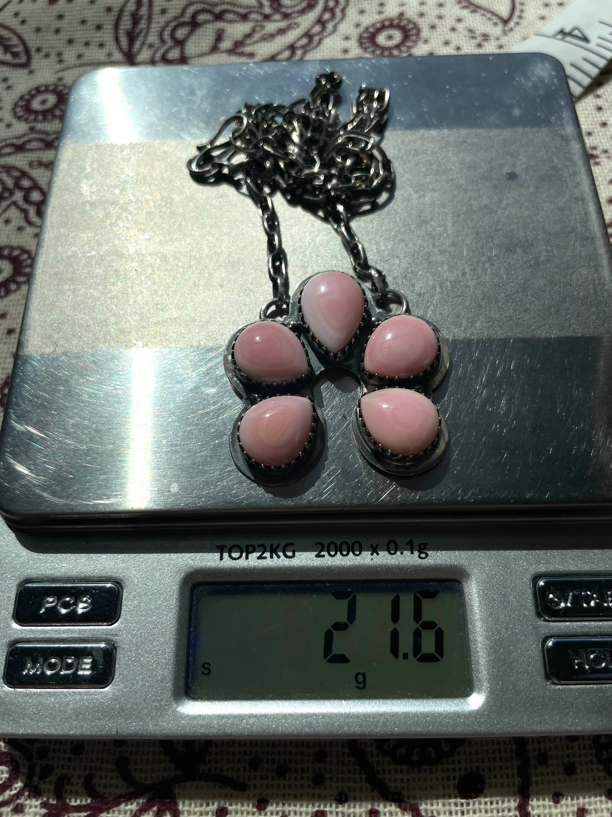 Pink Conch Naja Necklace | Petite Cluster Drop | 925 Silver E578