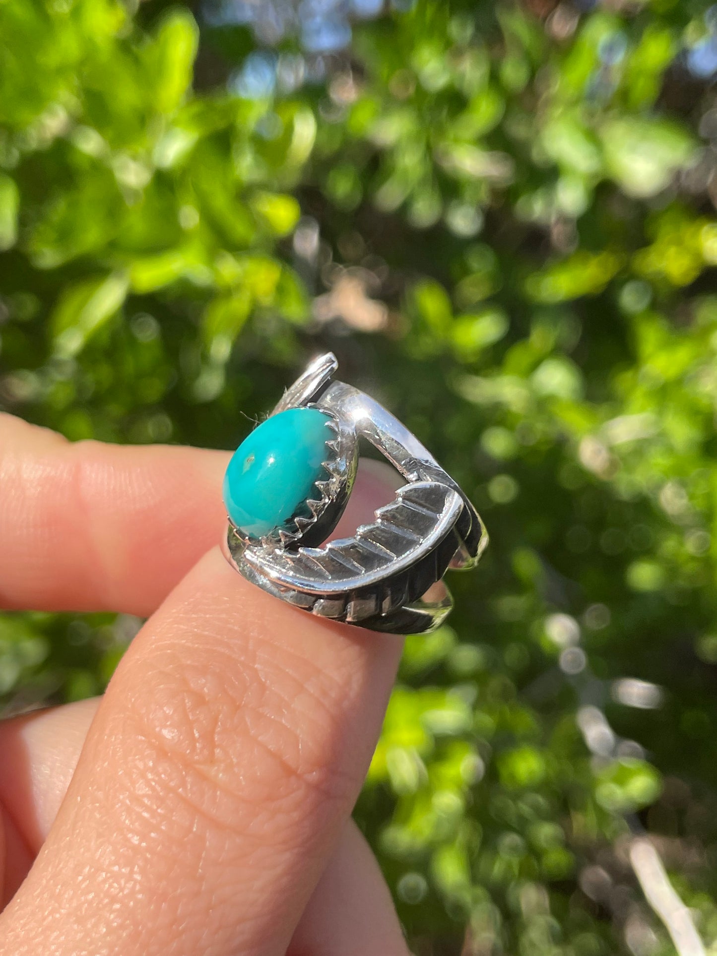 Kingman Turquoise Feather Ring Size 6 | 925 Sterling Silver B570