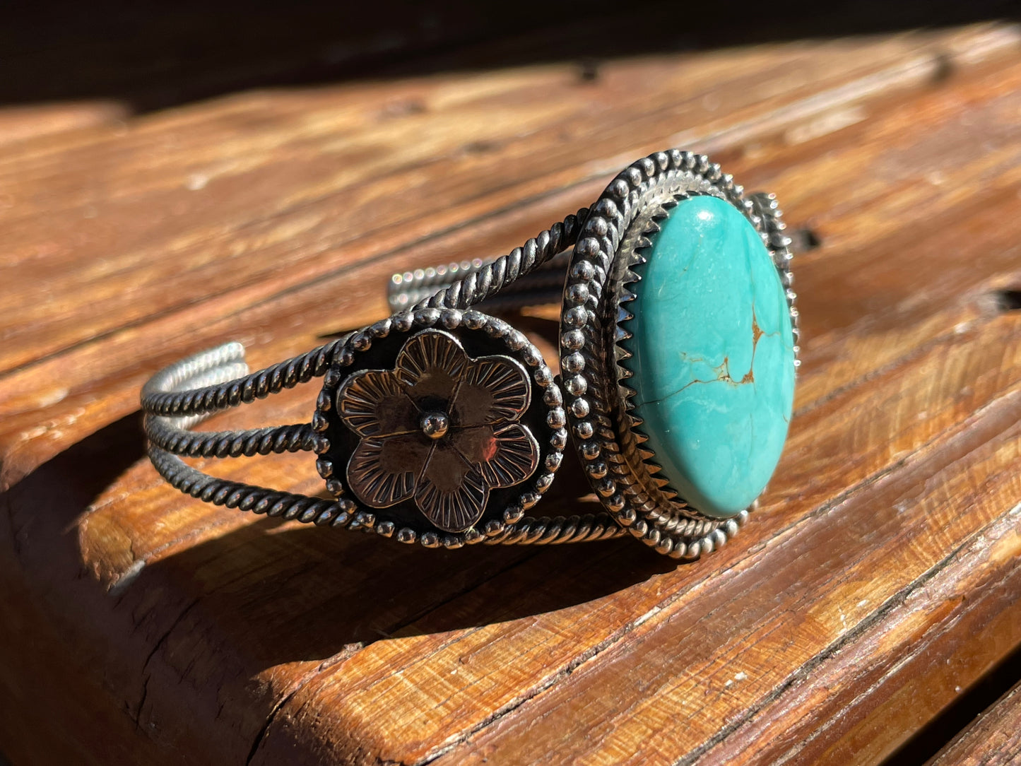 Kingman Turquoise Cuff Bracelet | Sterling Silver B882