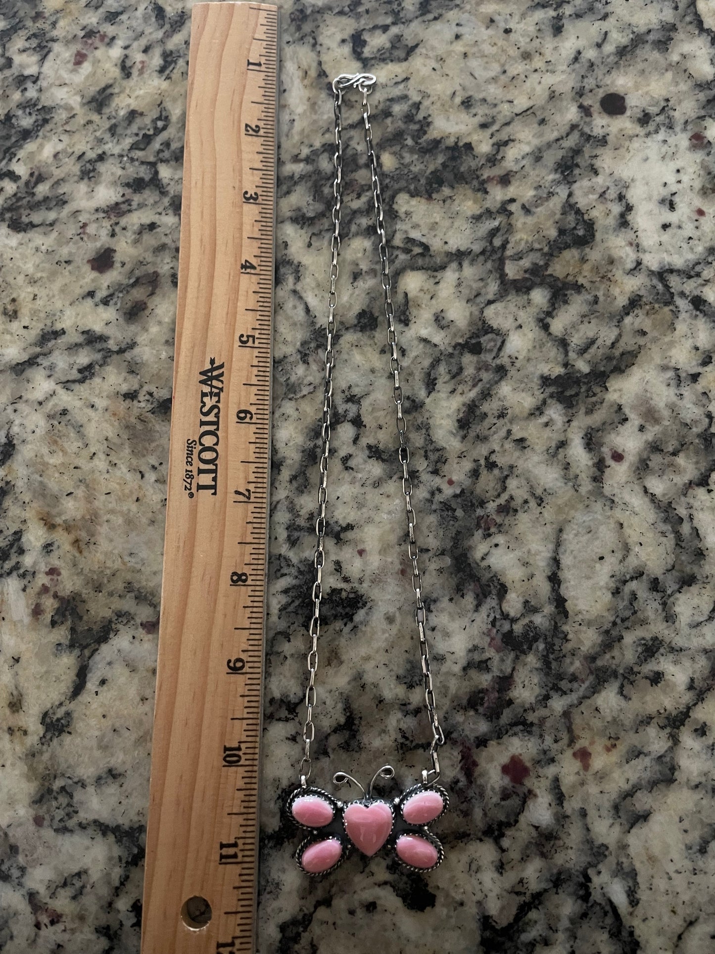 Pink Conch Butterfly Heart Necklace | 925 Sterling Silver E360