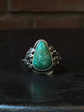 Turquoise Flower Ring | Sterling Silver | Size 7.5 | A019