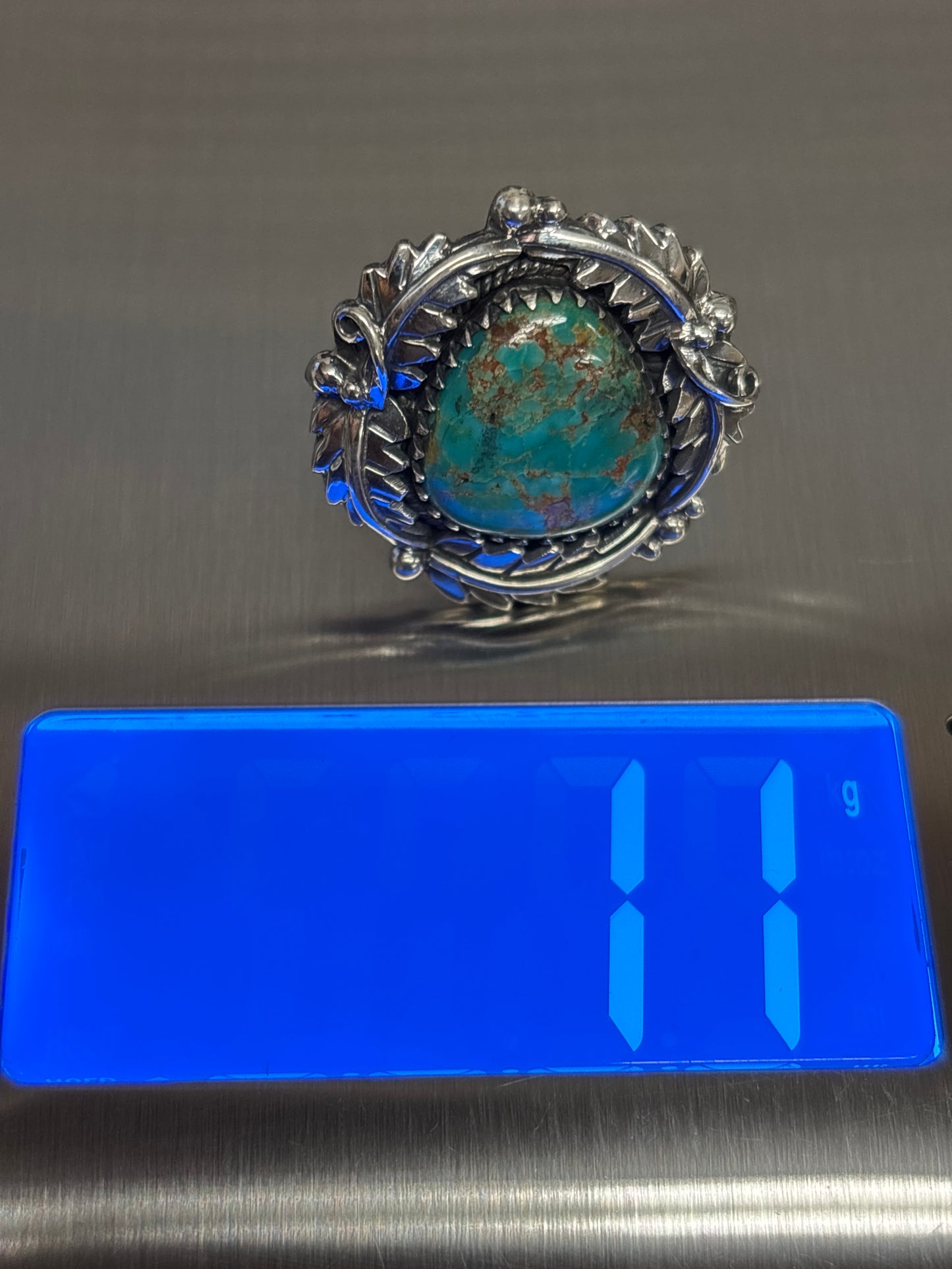 Turquoise Leaf Ring | Size 9 | 925 Sterling Silver B139