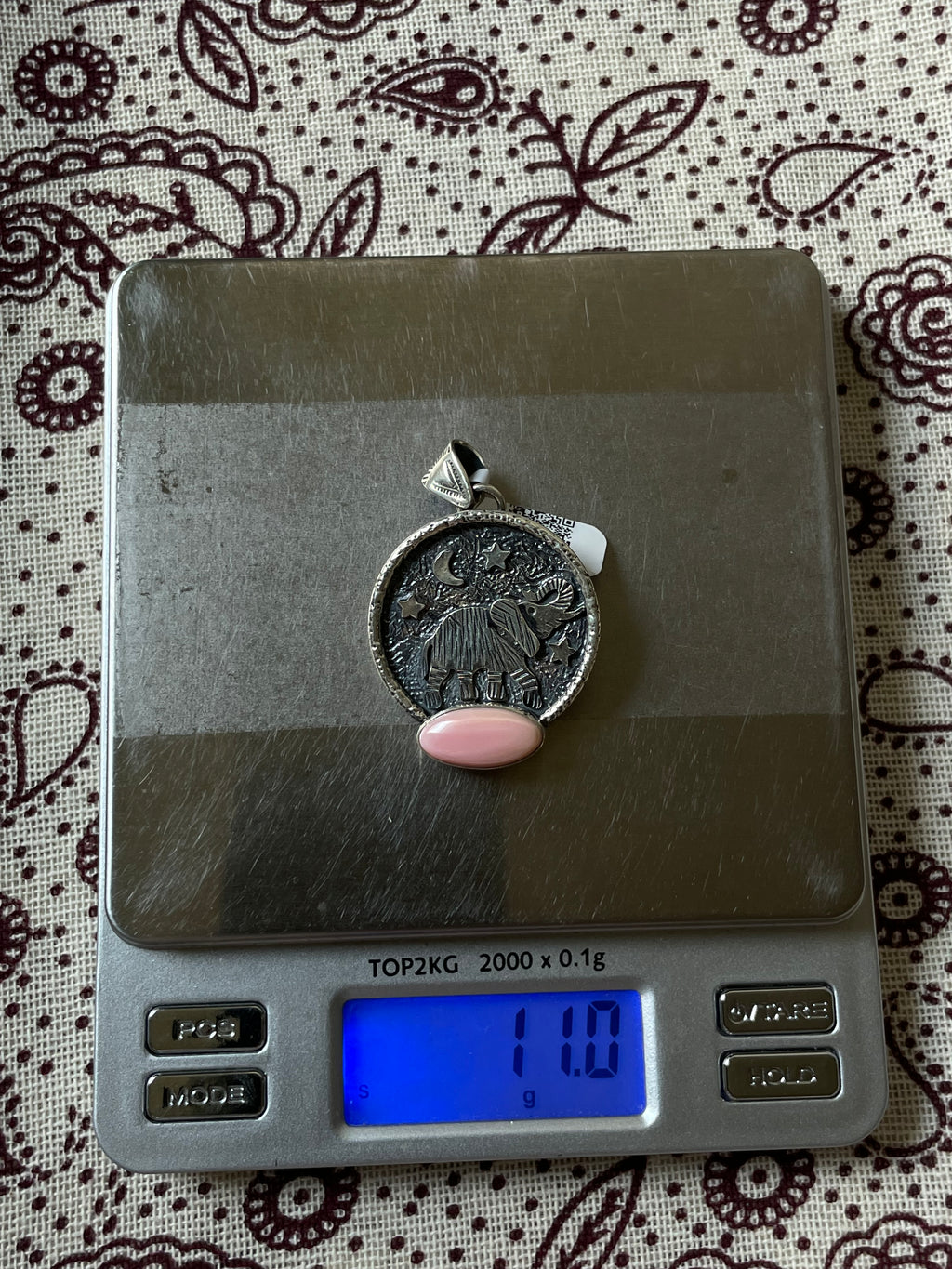 Pink Conch Elephant Moon Pendant | 925 Sterling Silver D331