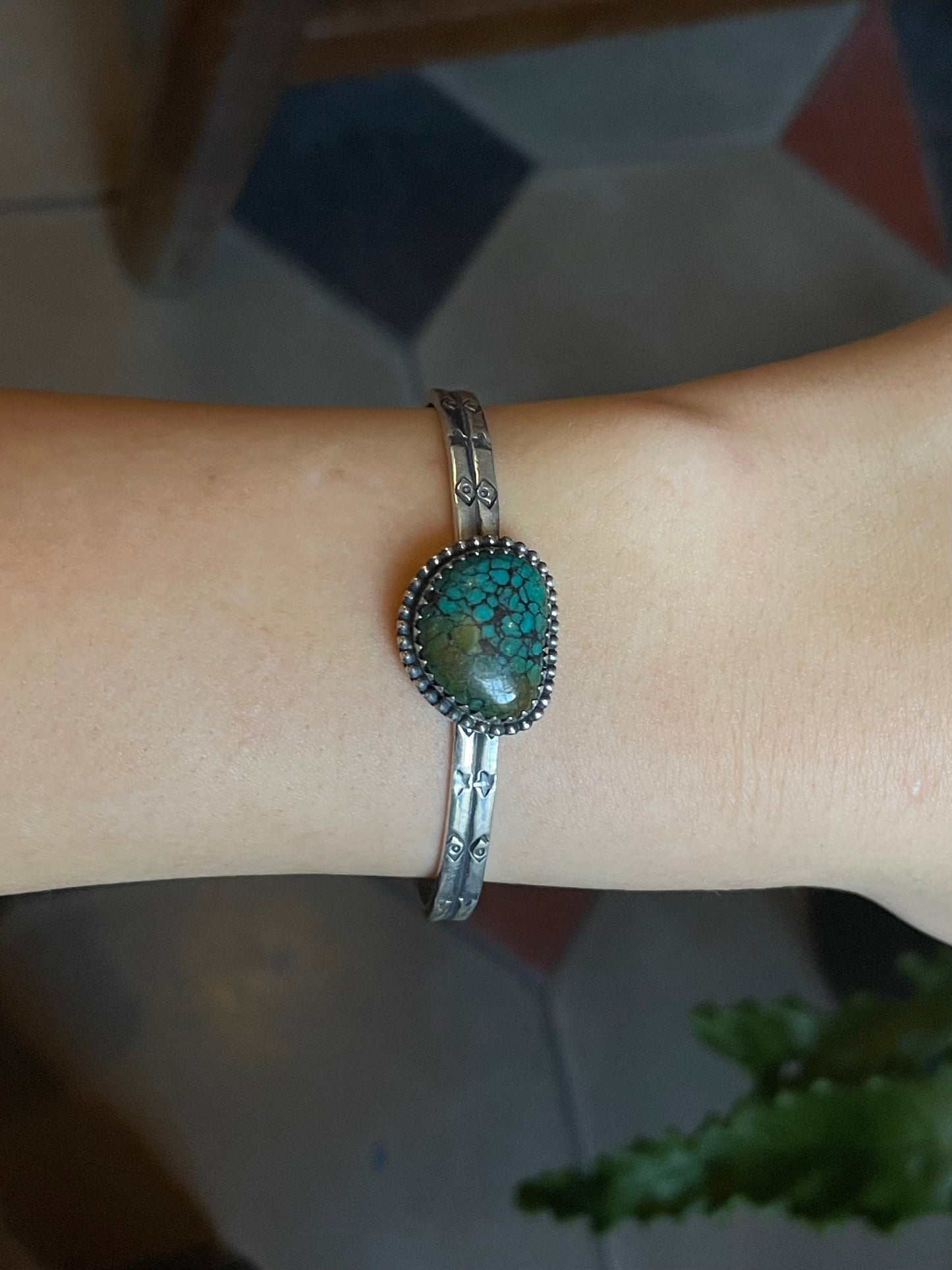 Turquoise Adjustable Cuff | Sterling Silver | A781