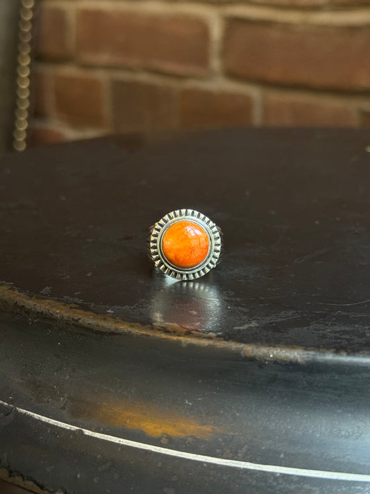 Spiny Oyster Circle Ring | 925 Sterling Silver | Size 7 C266
