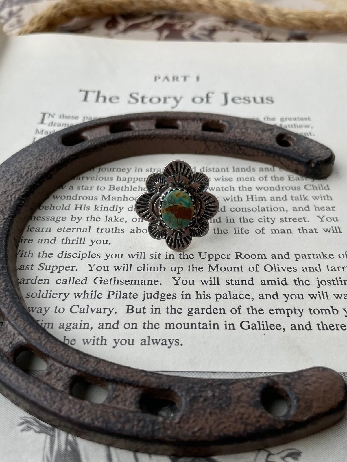 Turquoise Flower Ring Size | 925 Sterling Silver 7 G780