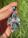 Pink Conch Thunderbird Pendant | Handcrafted Sterling Silver 925 B445