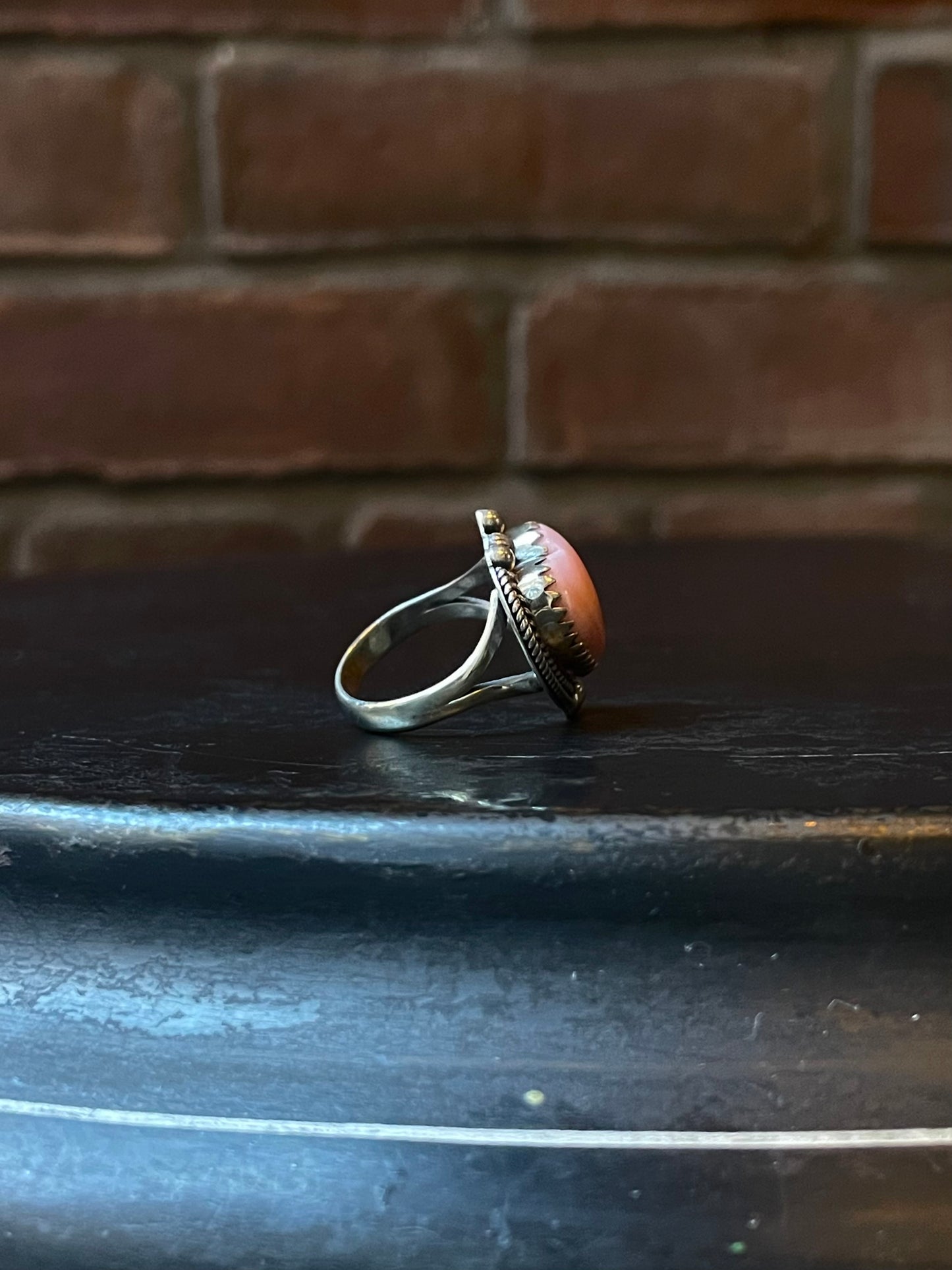Pink Conch Heart Ring Size 7 | 925 Sterling Silver E424