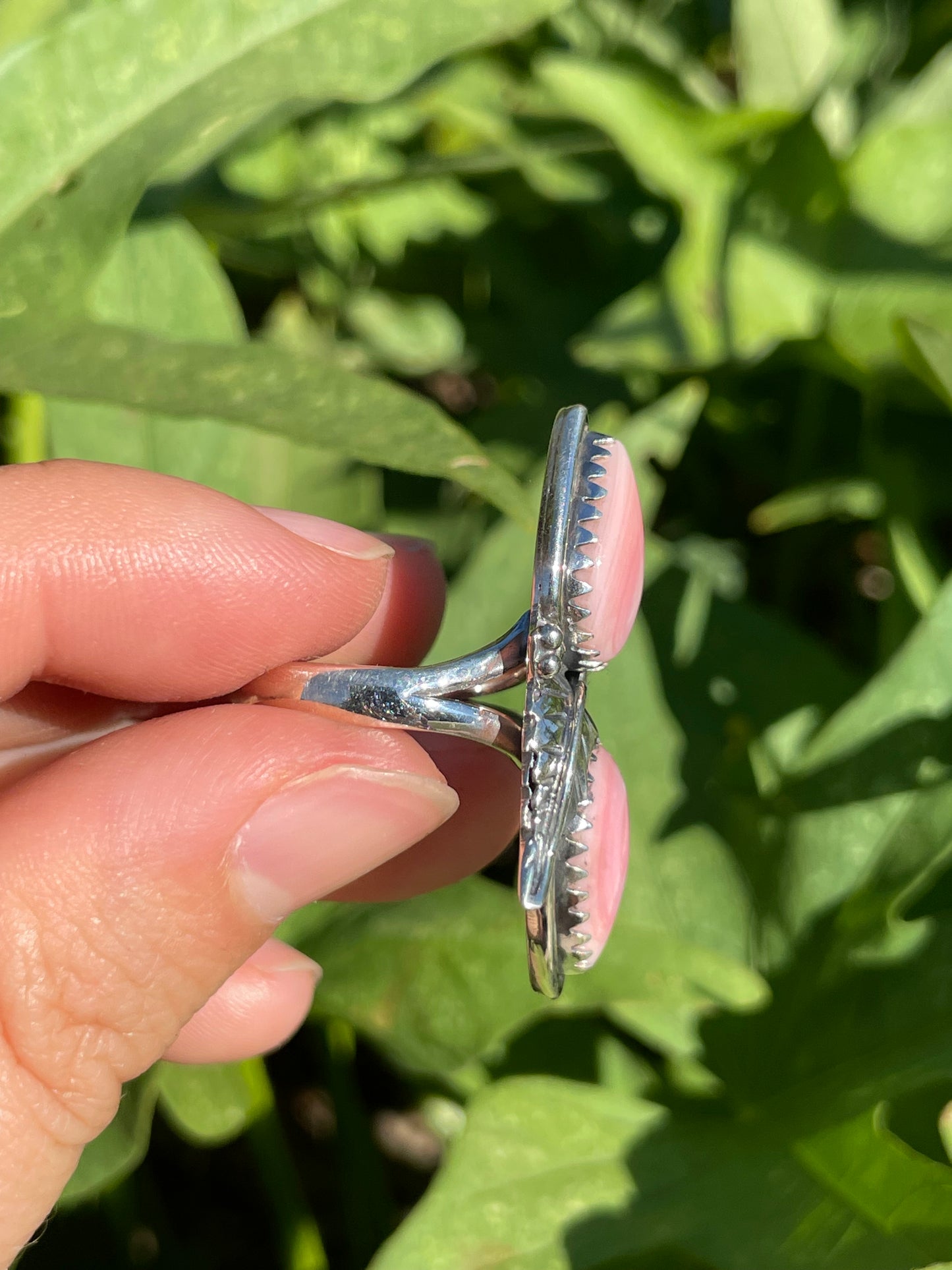 Pink Conch Leaf Design Ring | 925 Sterling Silver | Size 9 B342