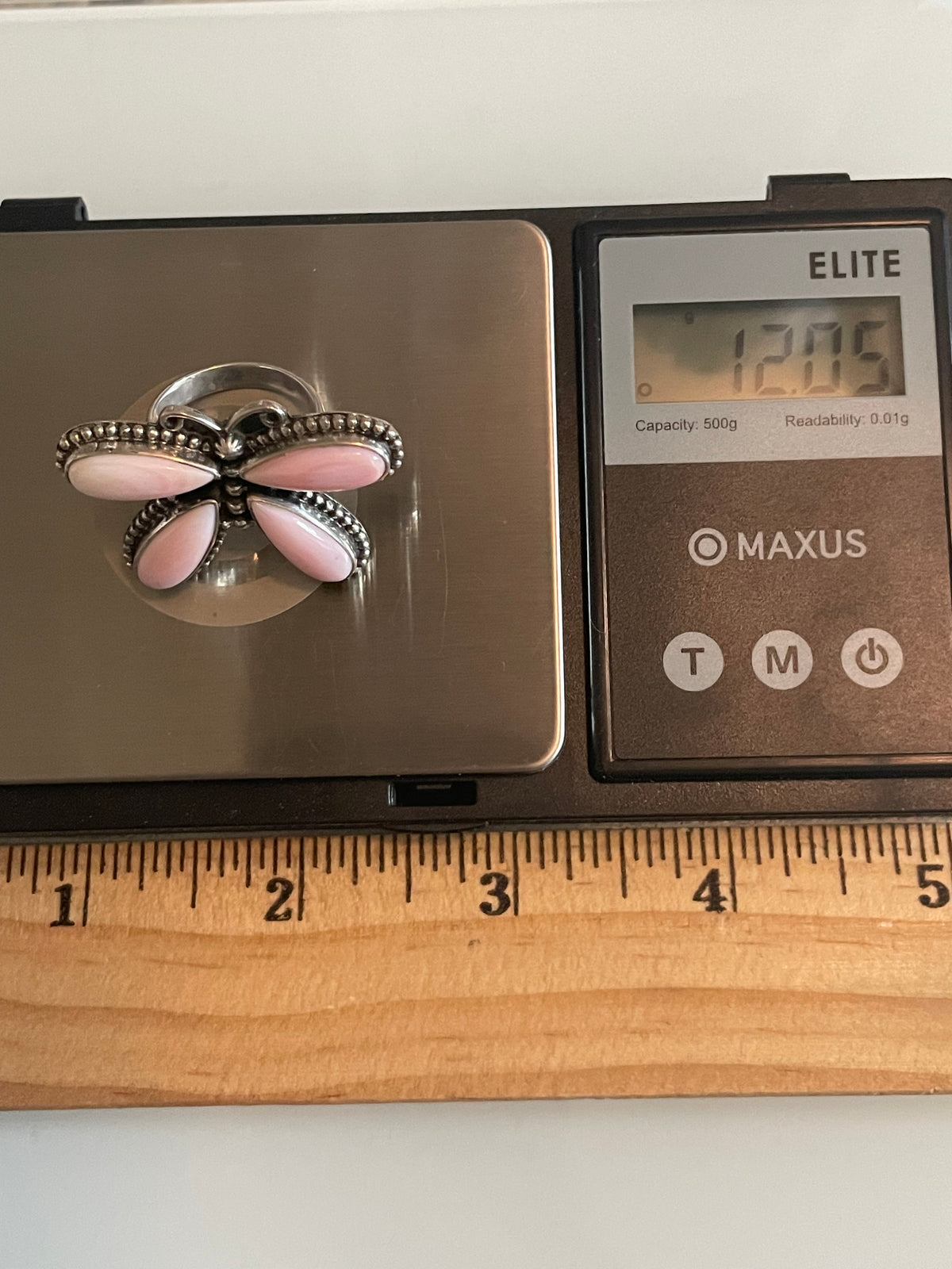 Pink Conch Butterfly Ring Size 6.75 | 925 Sterling Silver G744