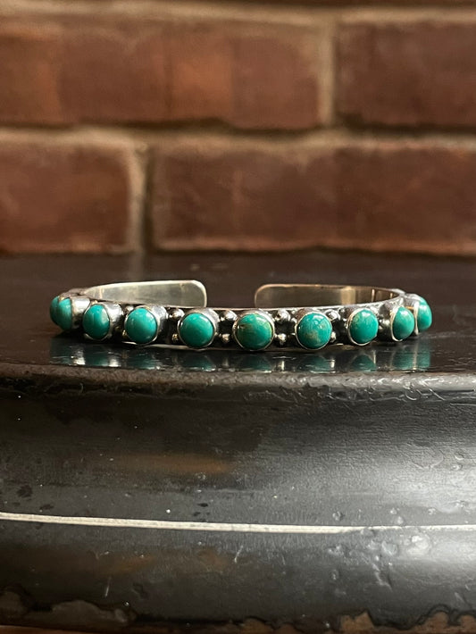 Kingman Turquoise Cuff | Multi Stone Dot Row | 925 Silver E687