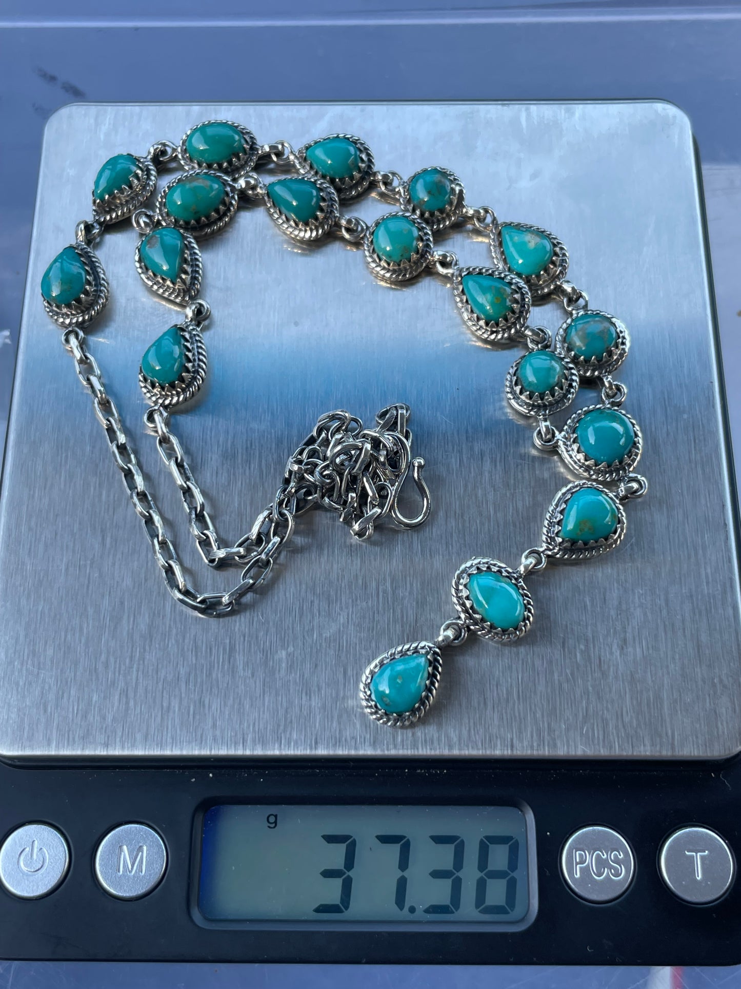 Turquoise Lariat Necklace | Sterling Silver 925 B422
