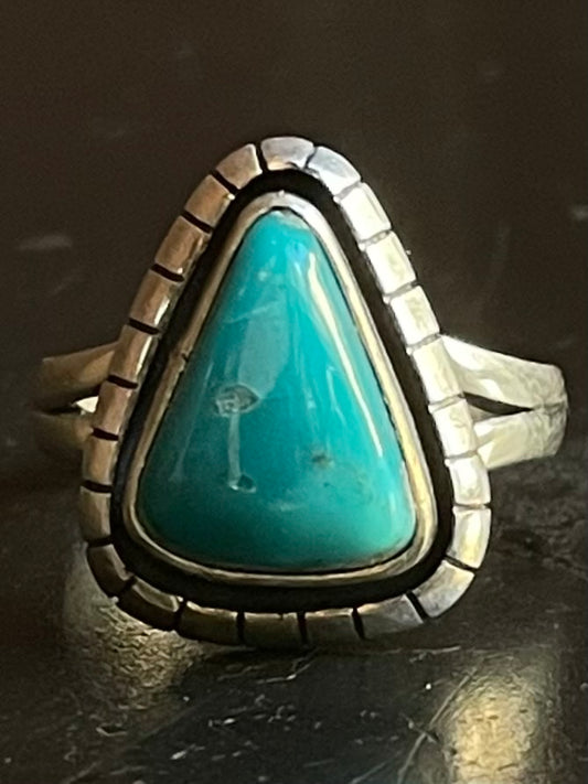 Kingman Turquoise Tear Drop Ring | Sterling Silver | Size 7.25 G363