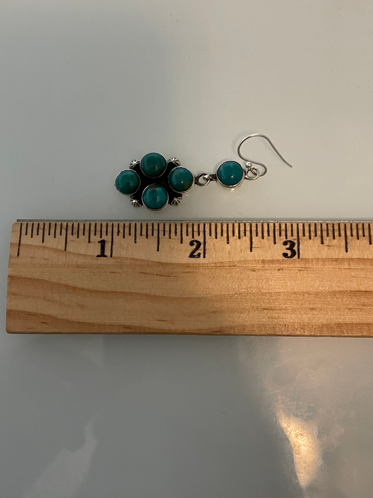 Kingman Turquoise Cluster Dangle Earrings | 925 Sterling Silver C831